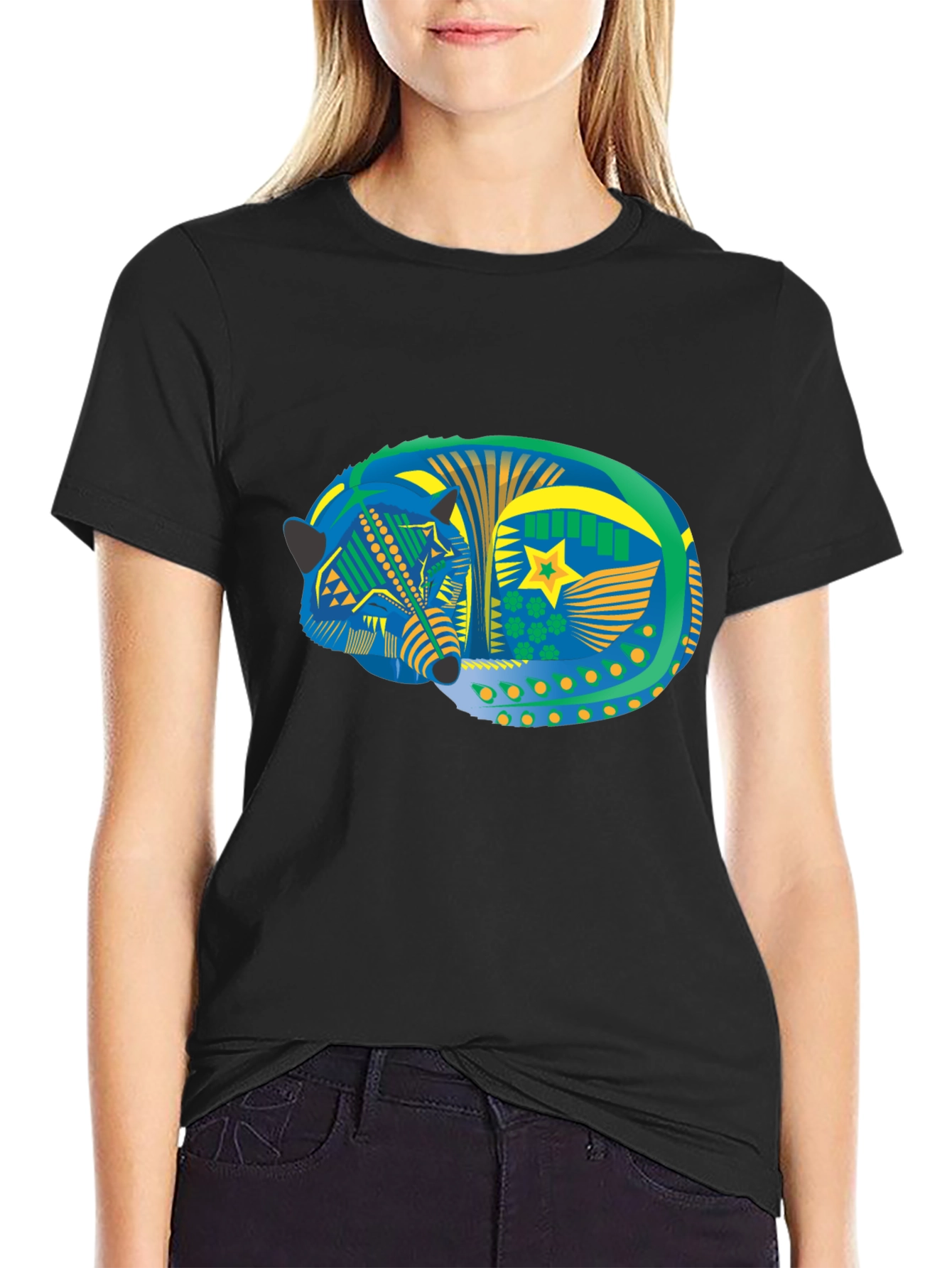 Aztec Fox Tee - Black Graphic T-Shirt