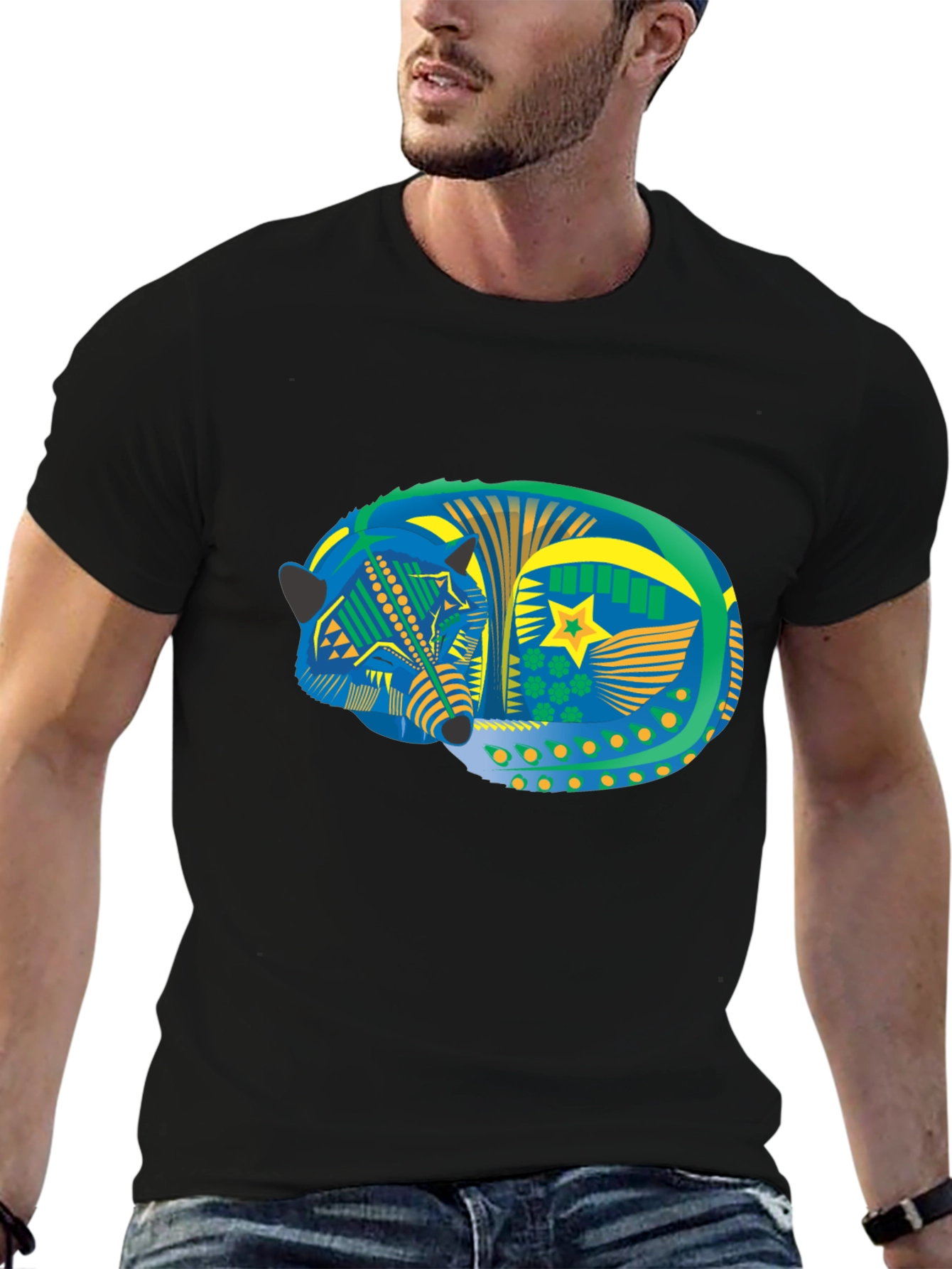 Aztec Fox Tee - Black Graphic T-Shirt