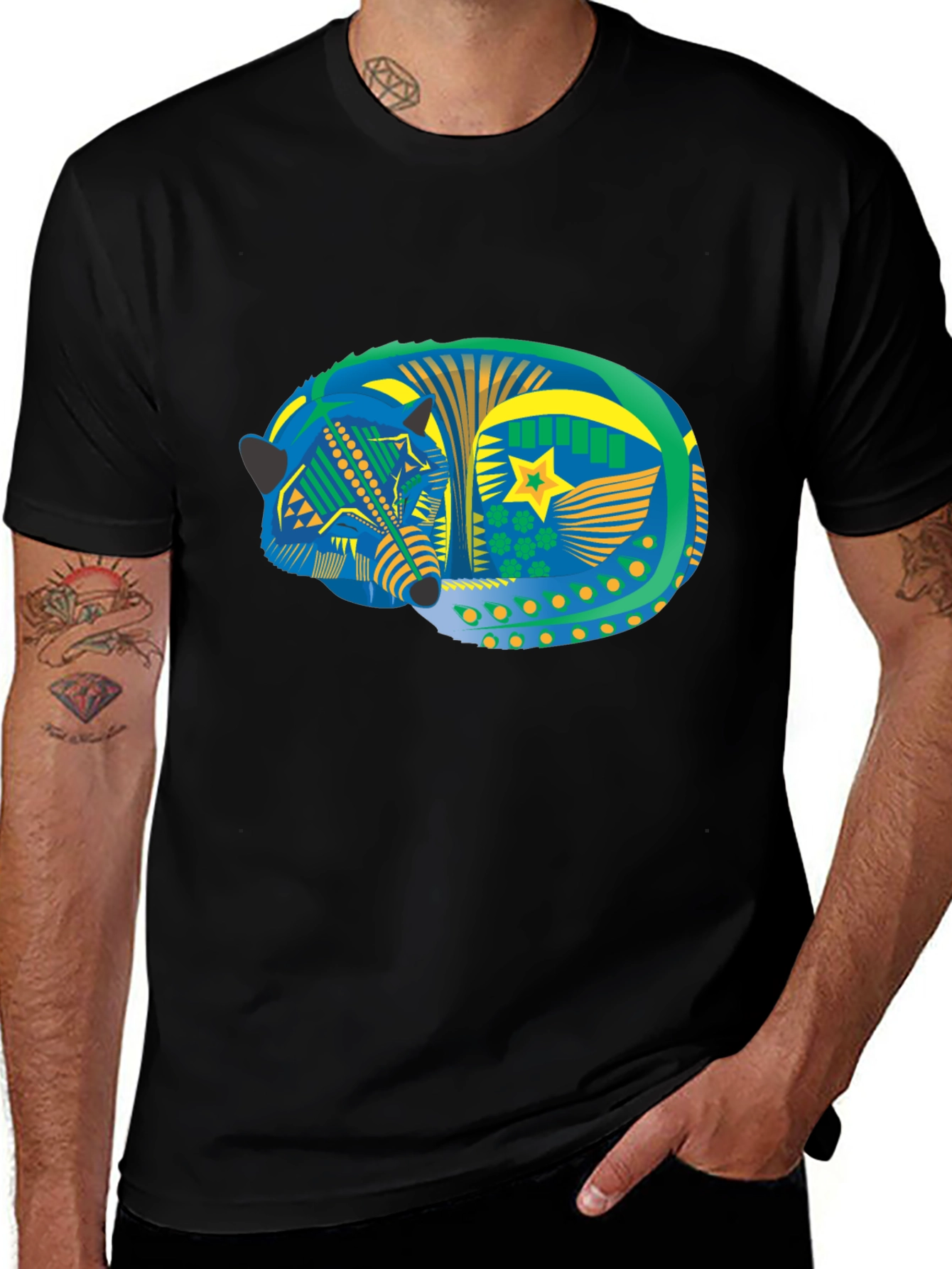Aztec Fox Tee - Black Graphic T-Shirt