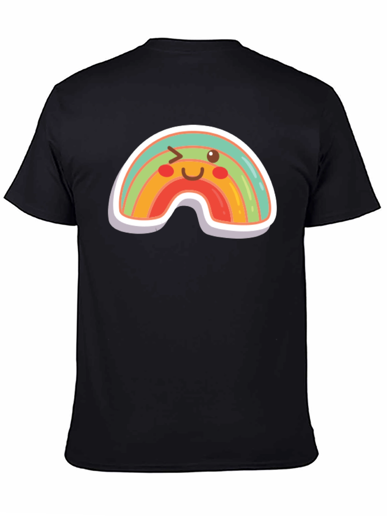 Rainbow Wink Graphic Tee - Fun Black T-Shirt