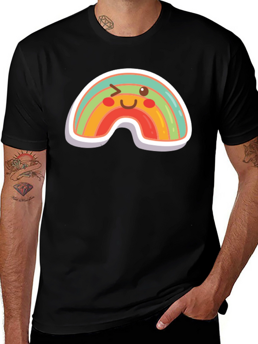 Rainbow Wink Graphic Tee - Fun Black T-Shirt