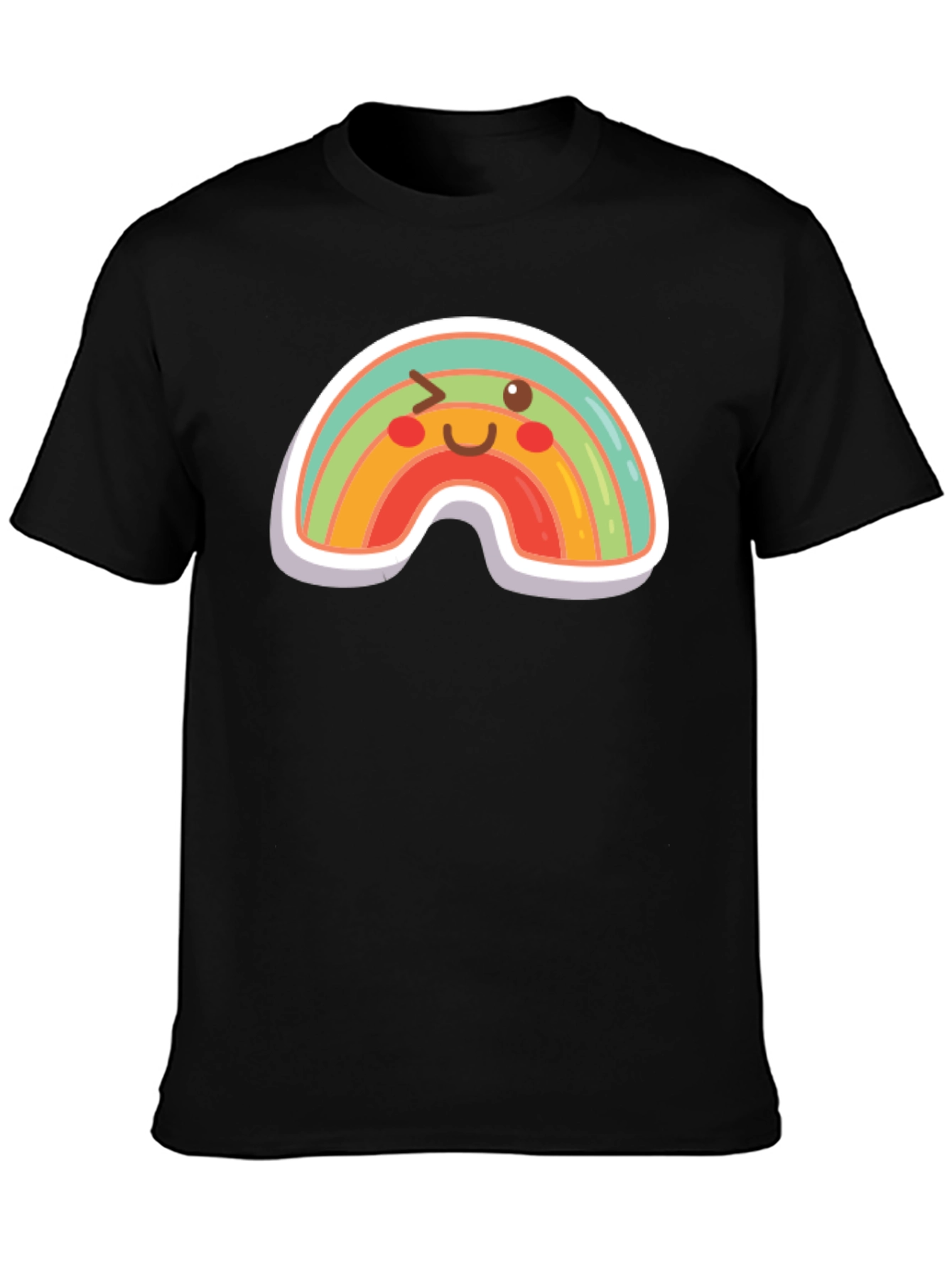 Rainbow Wink Graphic Tee - Fun Black T-Shirt