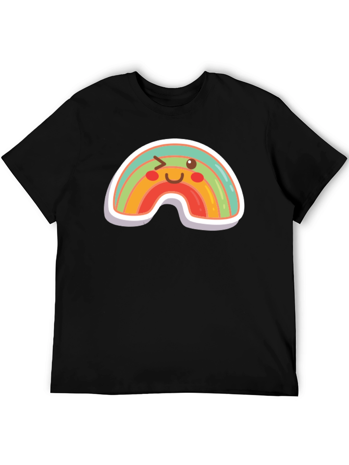 Rainbow Wink Graphic Tee - Fun Black T-Shirt