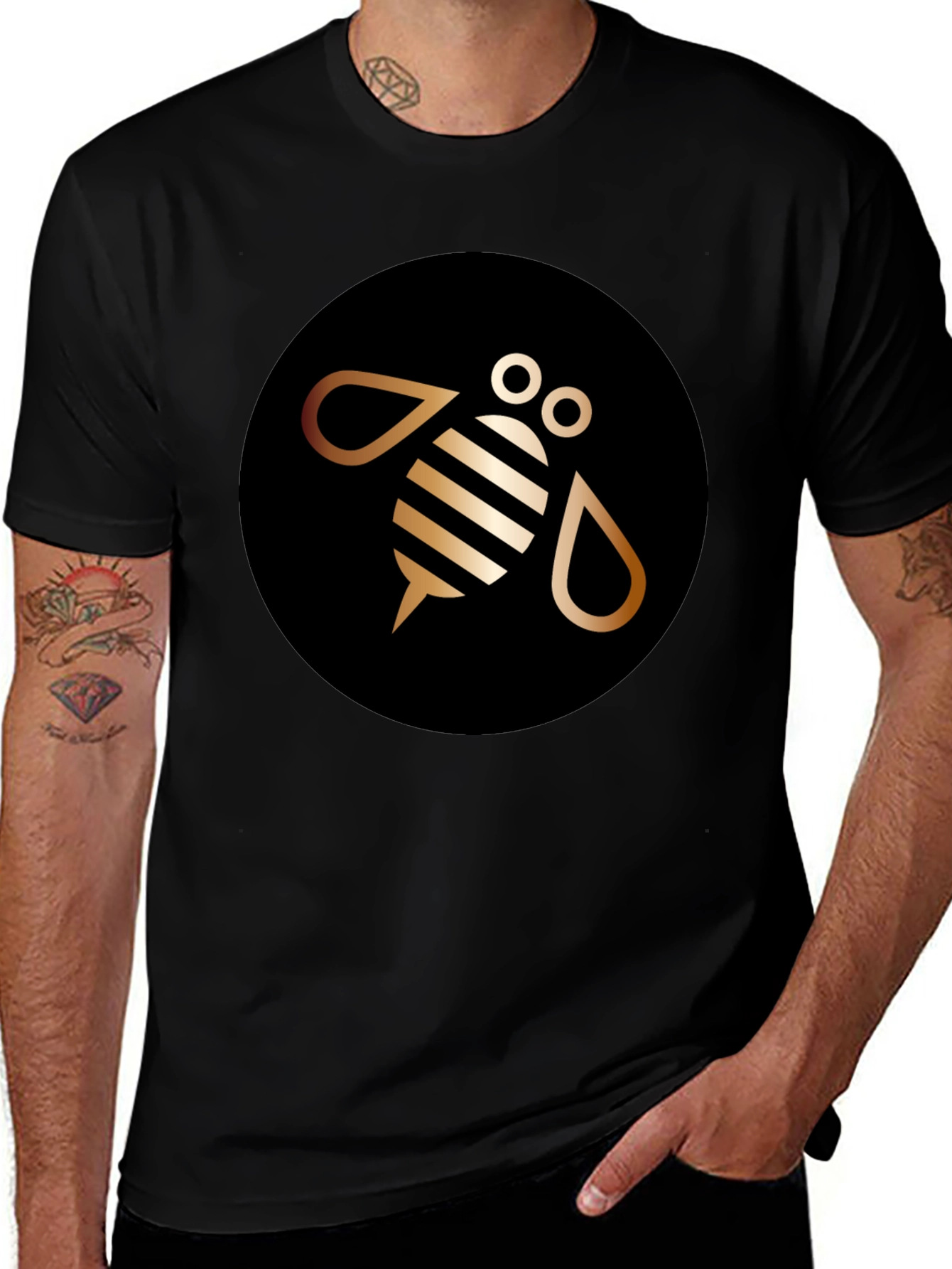 Modern Bee Graphic Tee - Black Cotton Blend