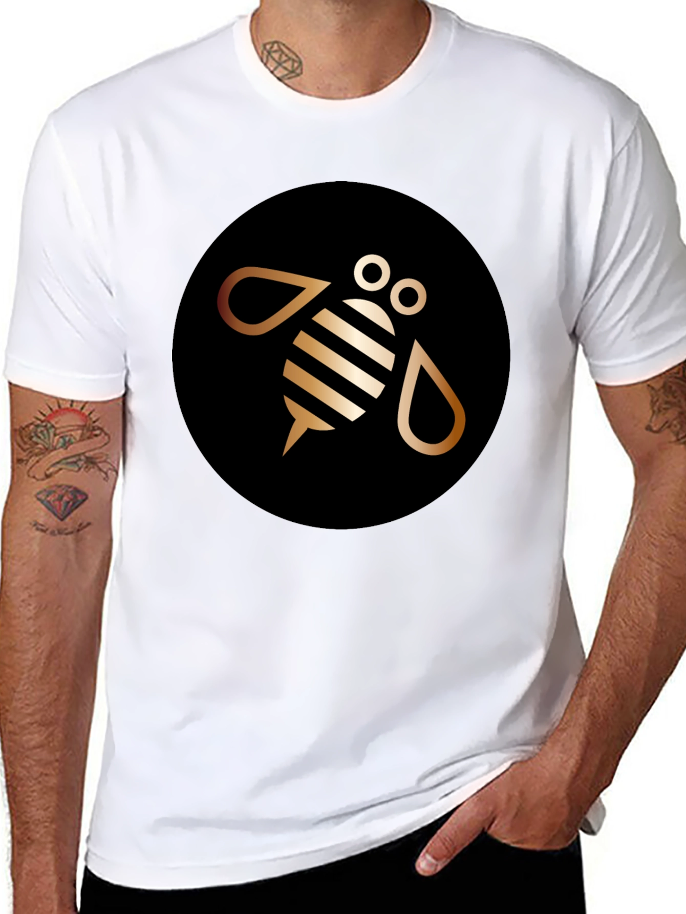 Modern Bee Graphic Tee - Black Cotton Blend