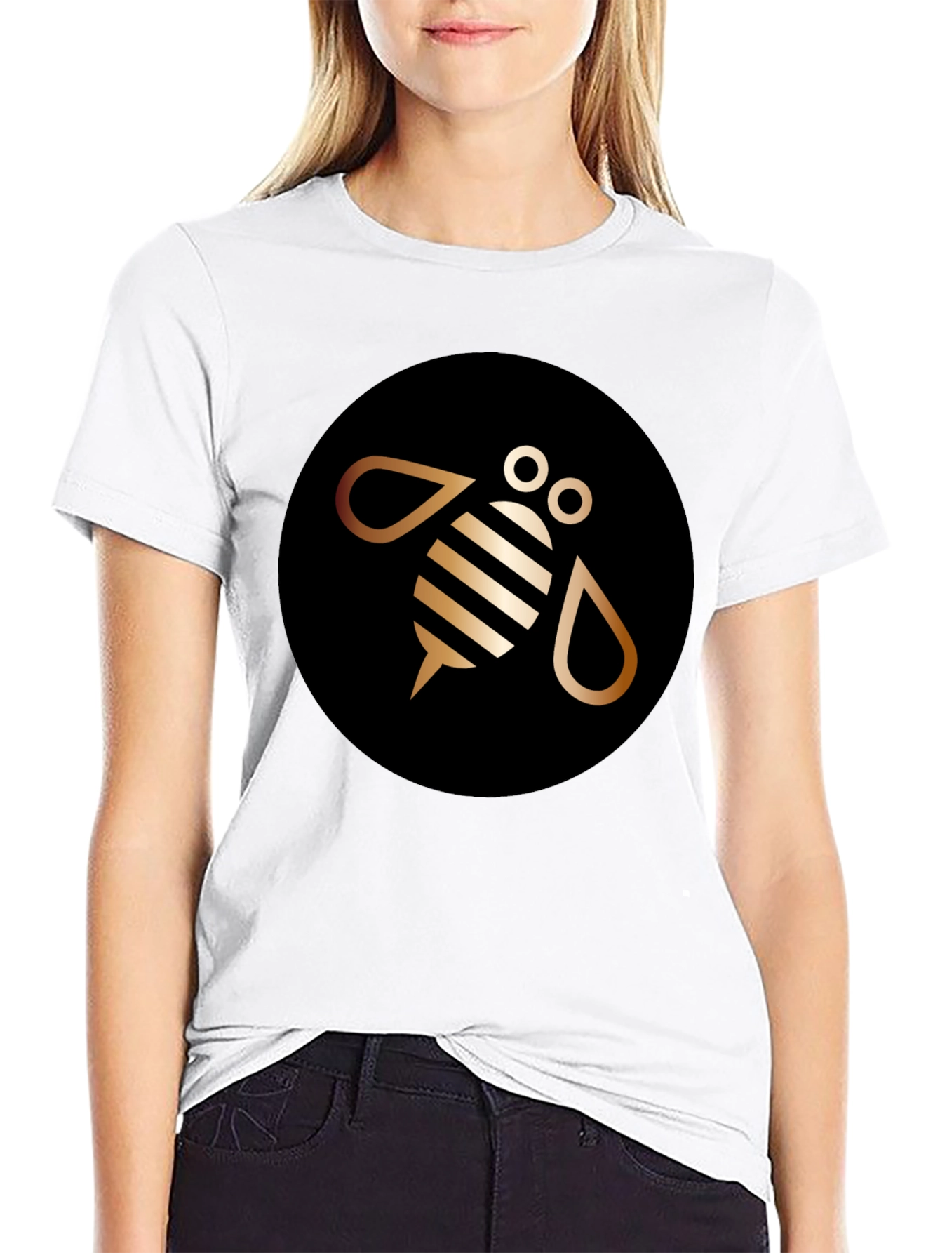Modern Bee Graphic Tee - Black Cotton Blend