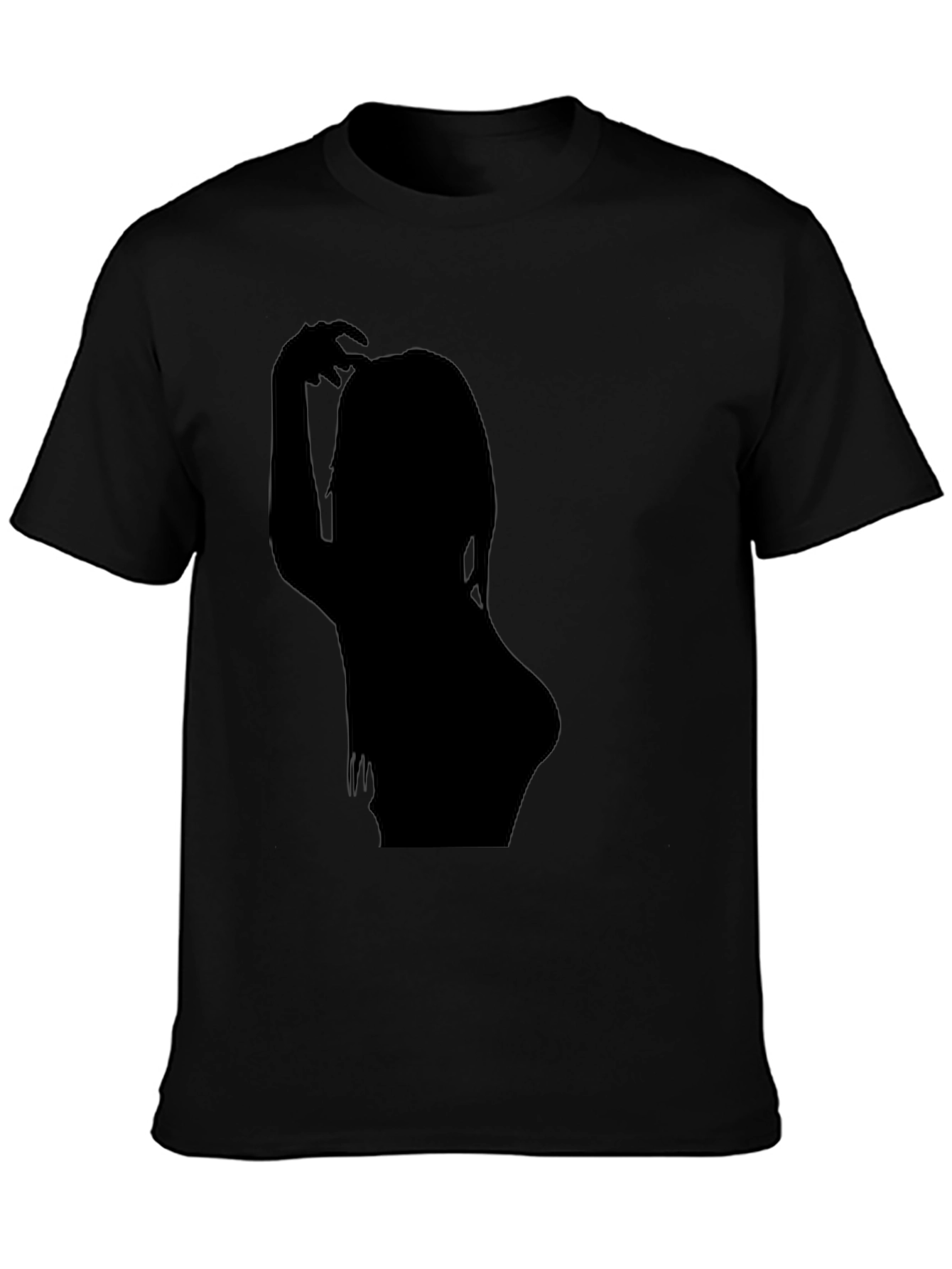 Black T-Shirt with Woman Silhouette Graphic Tee