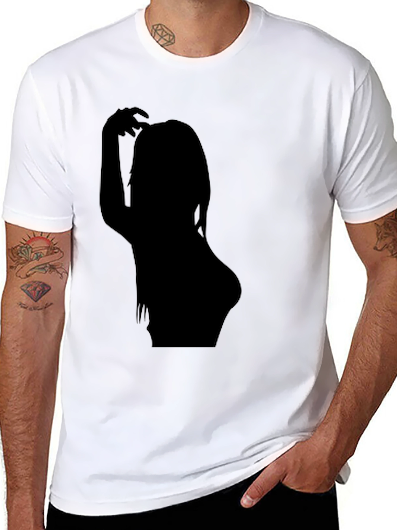 Black T-Shirt with Woman Silhouette Graphic Tee