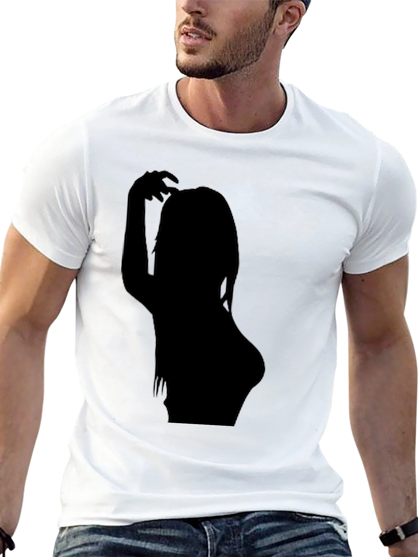 Black T-Shirt with Woman Silhouette Graphic Tee