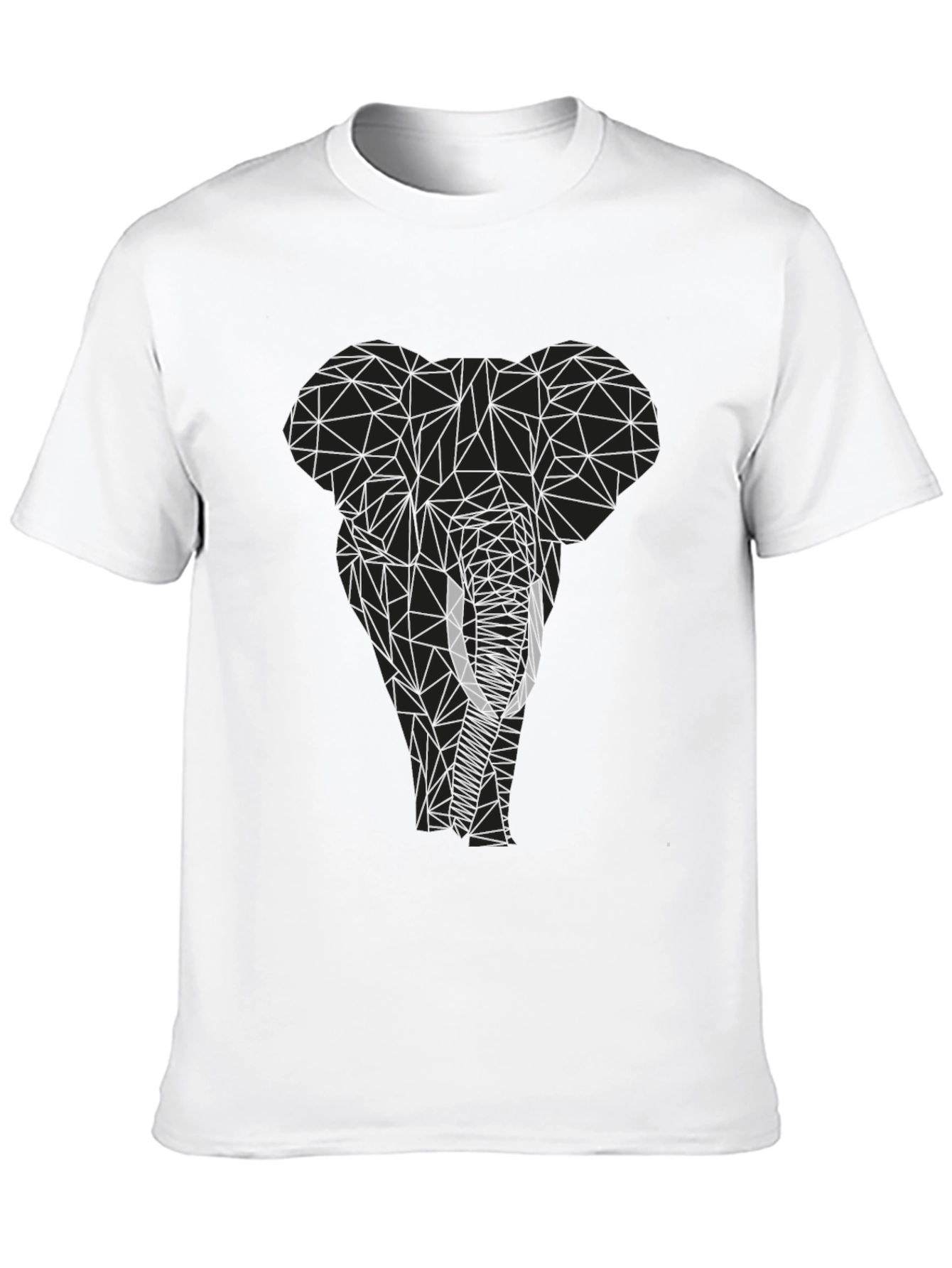 Geometric Elephant Graphic Tee - Black Cotton