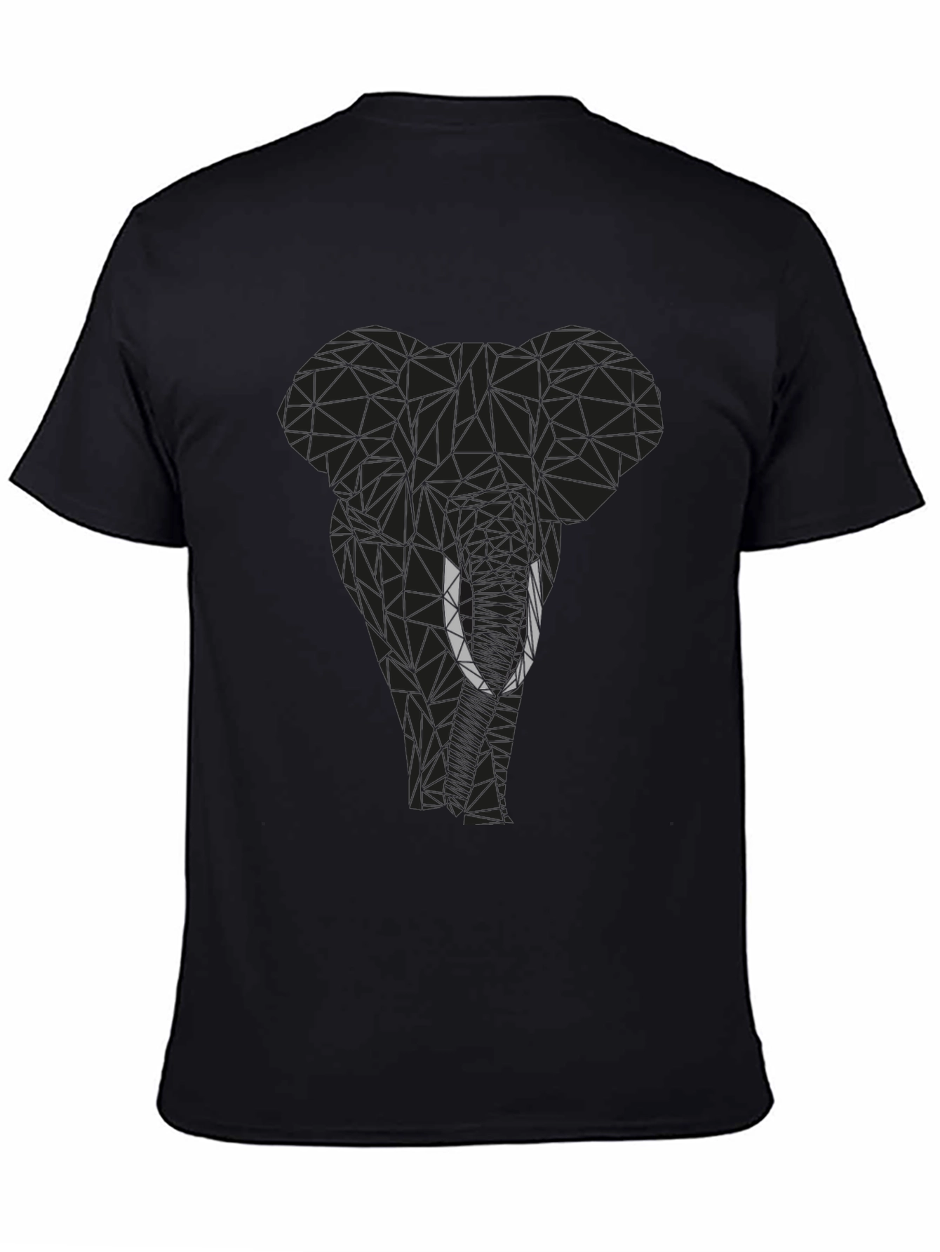 Geometric Elephant Graphic Tee - Black Cotton