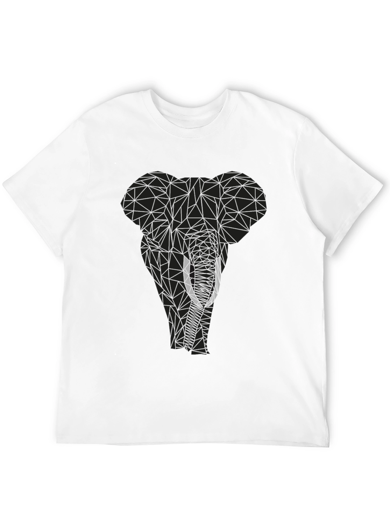 Geometric Elephant Graphic Tee - Black Cotton