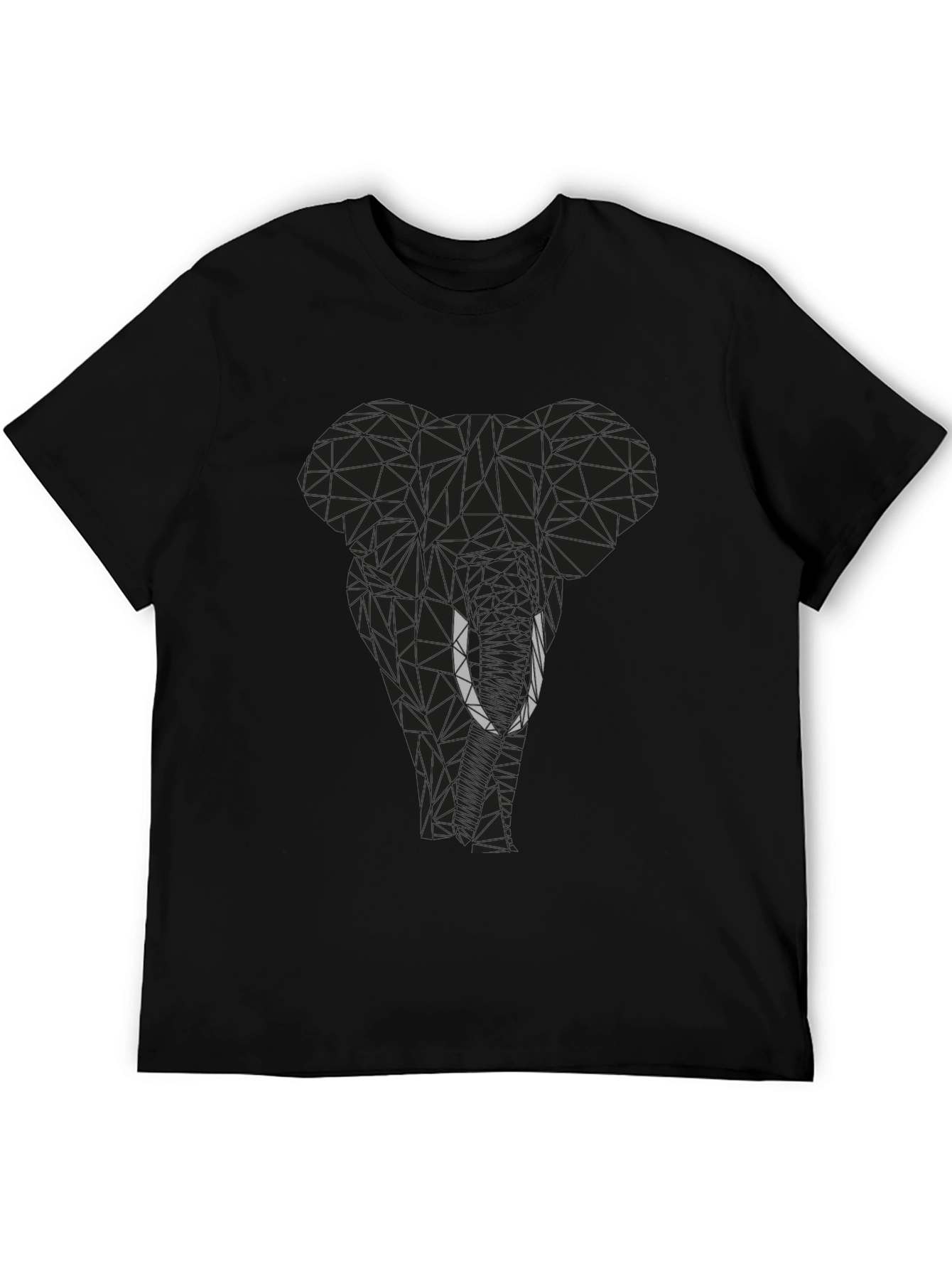 Geometric Elephant Graphic Tee - Black Cotton