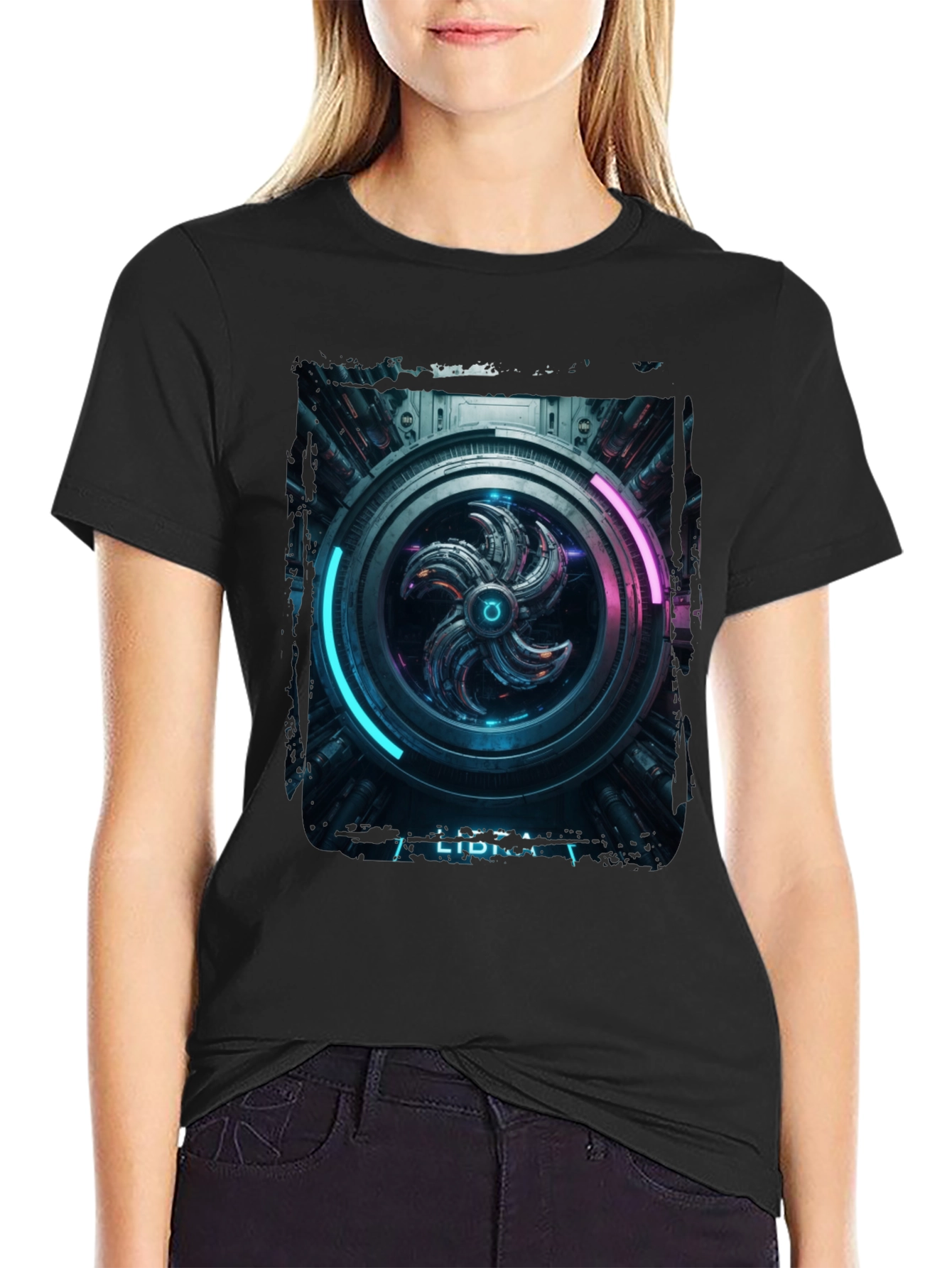 Sci-Fi Graphic Print Black T-Shirt