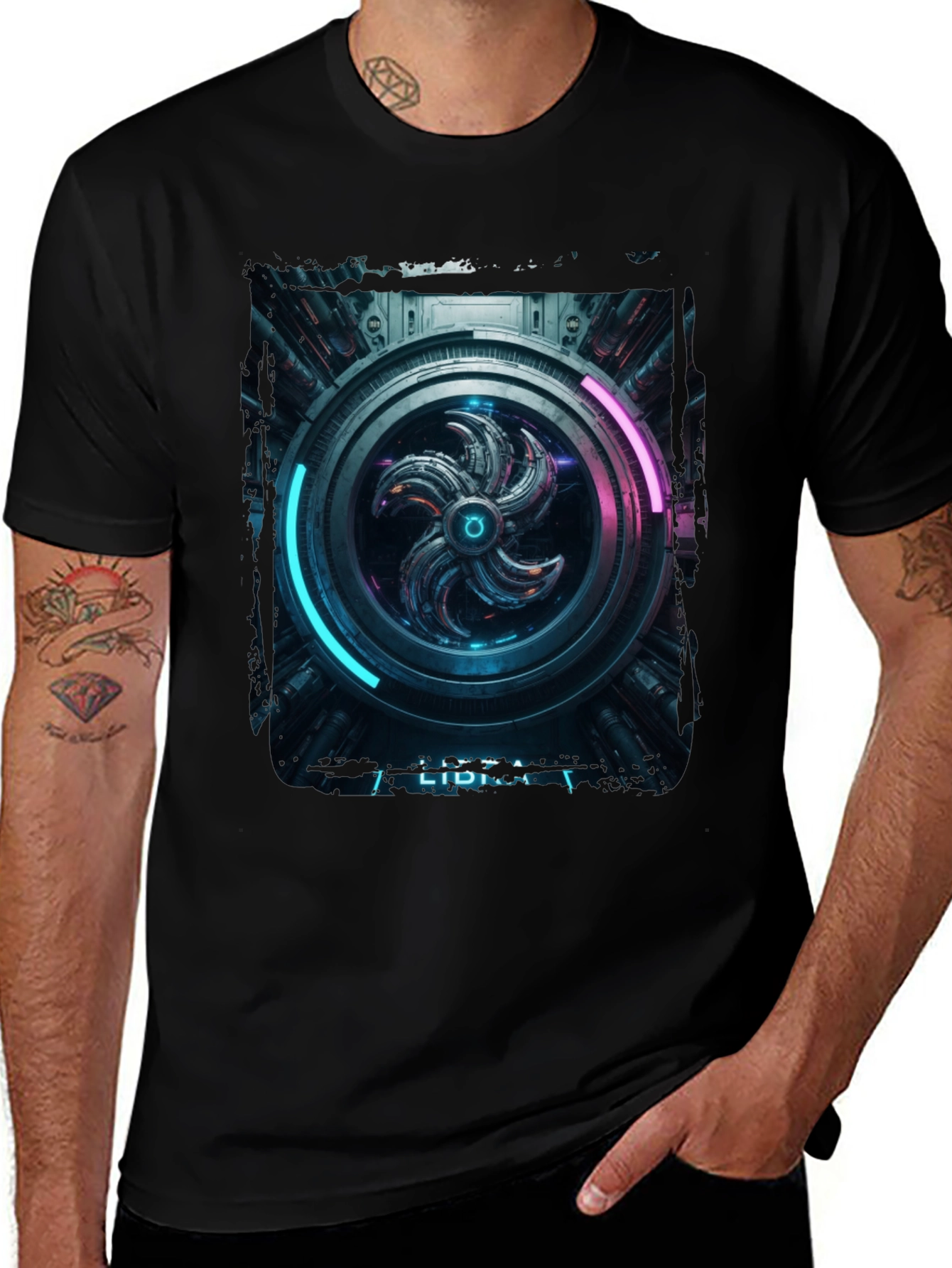 Sci-Fi Graphic Print Black T-Shirt