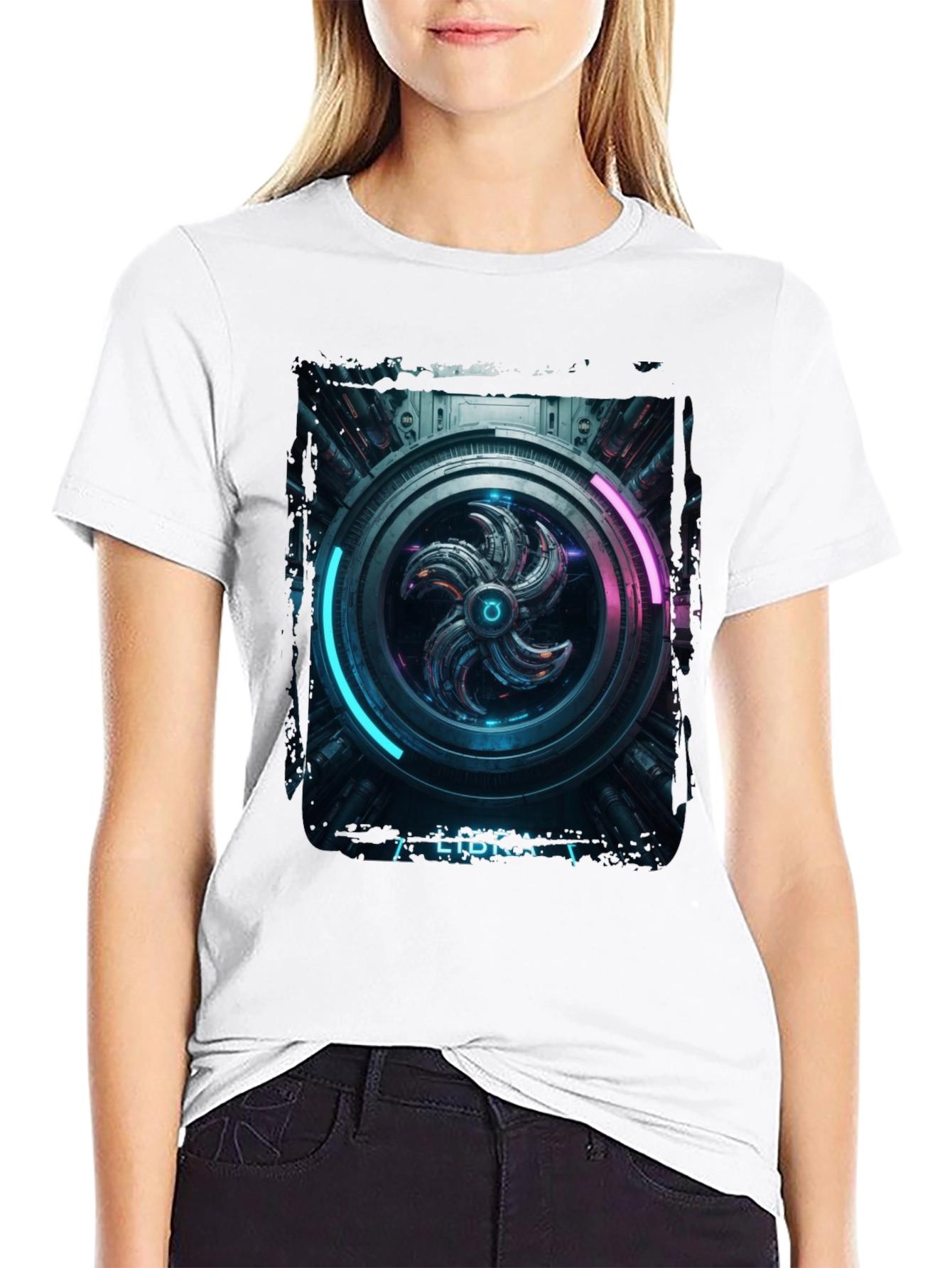 Sci-Fi Graphic Print Black T-Shirt