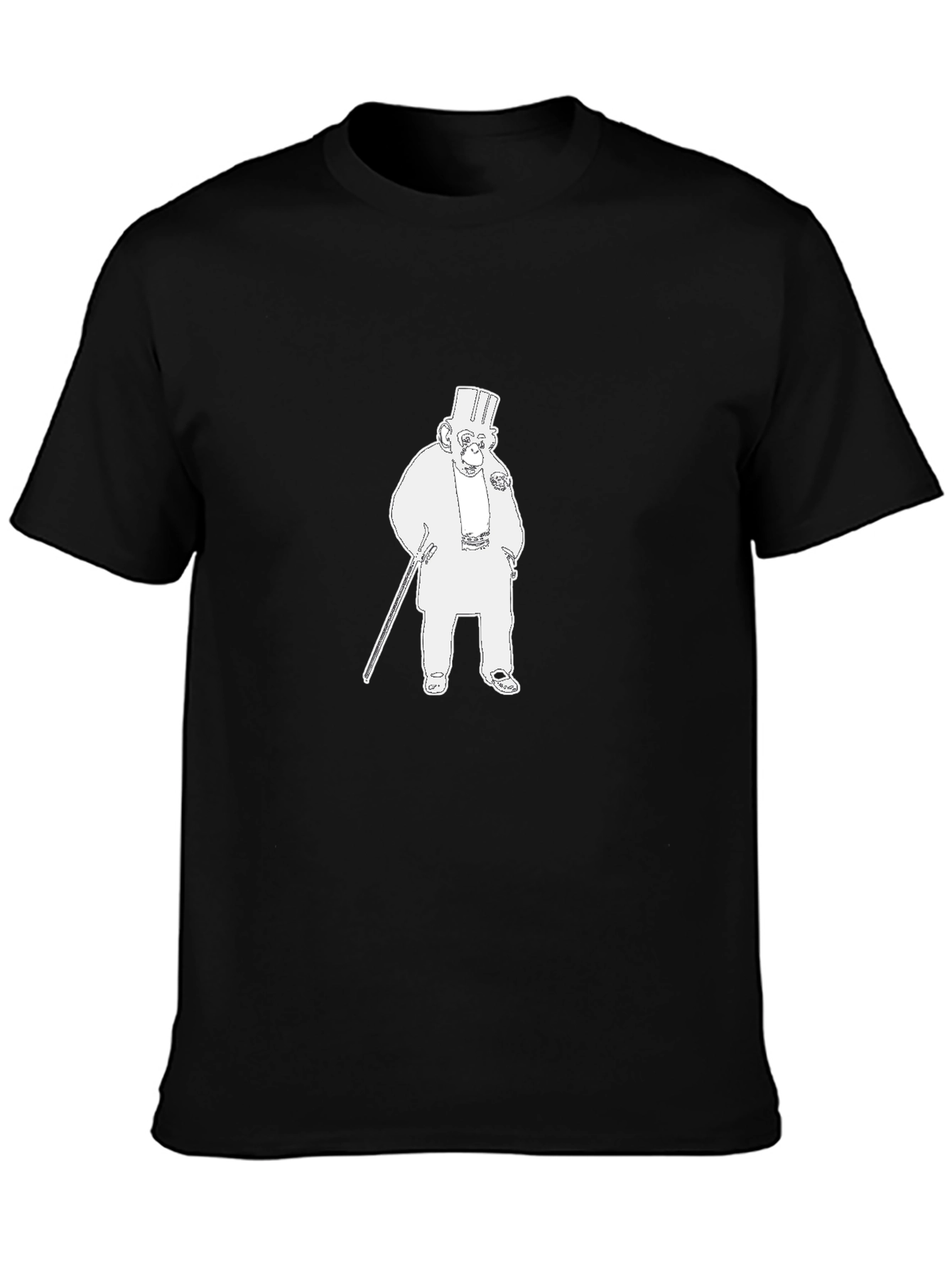 Stylish Black Tee with Illustrated Monkey Design