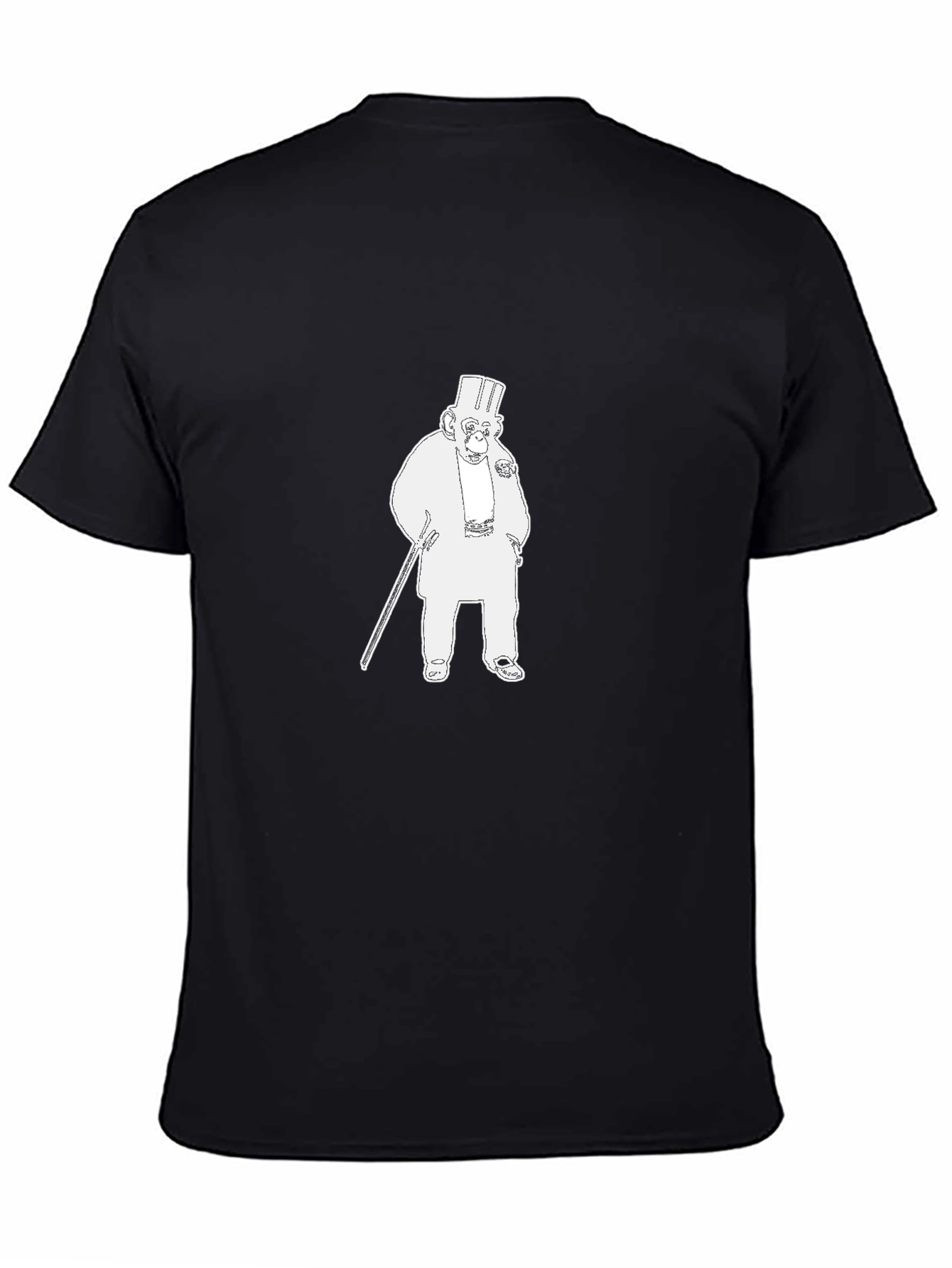Stylish Black Tee with Illustrated Monkey Design