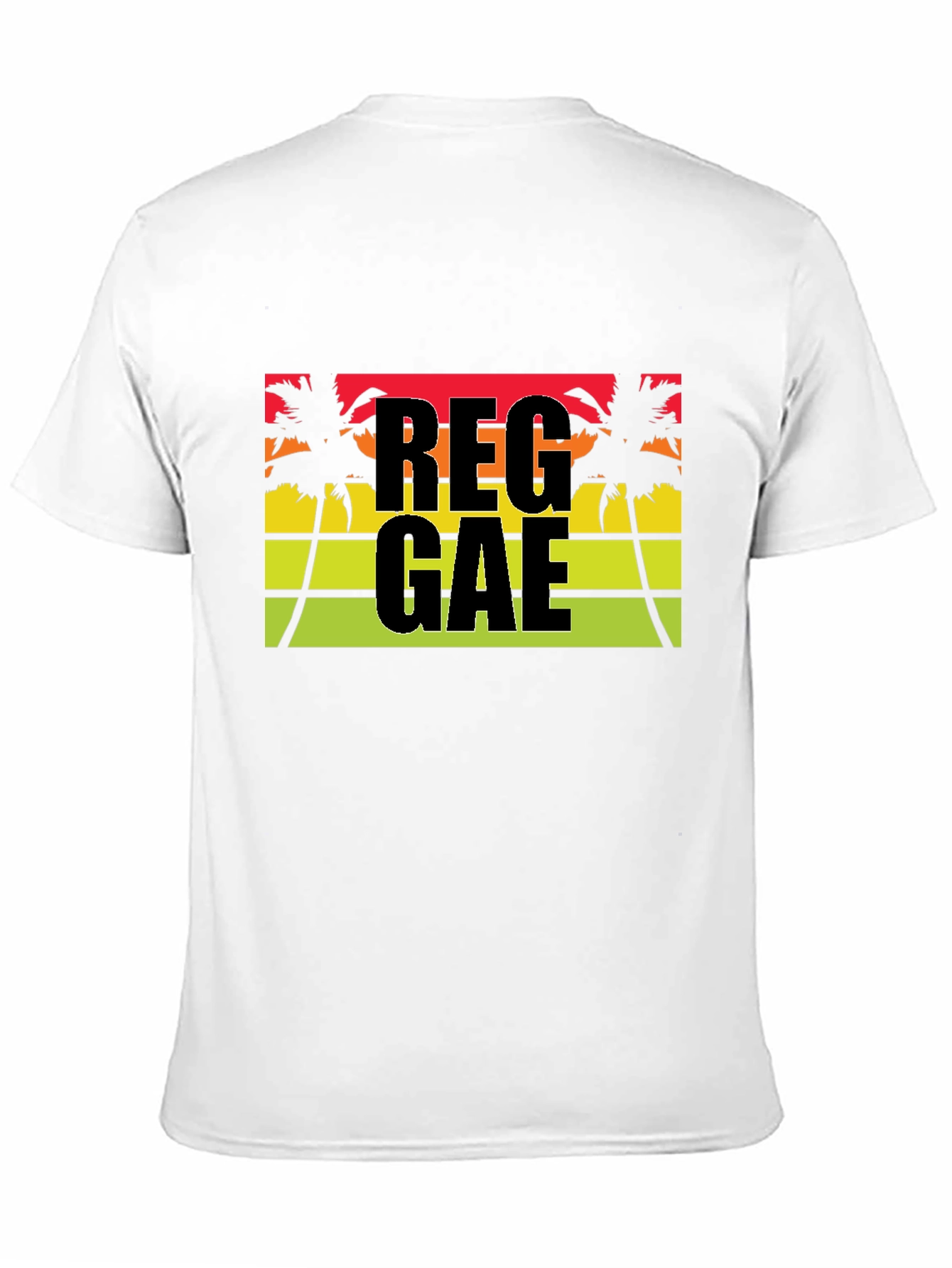 Reggae Palm Tee - Black Cotton Blend Casual T-Shirt