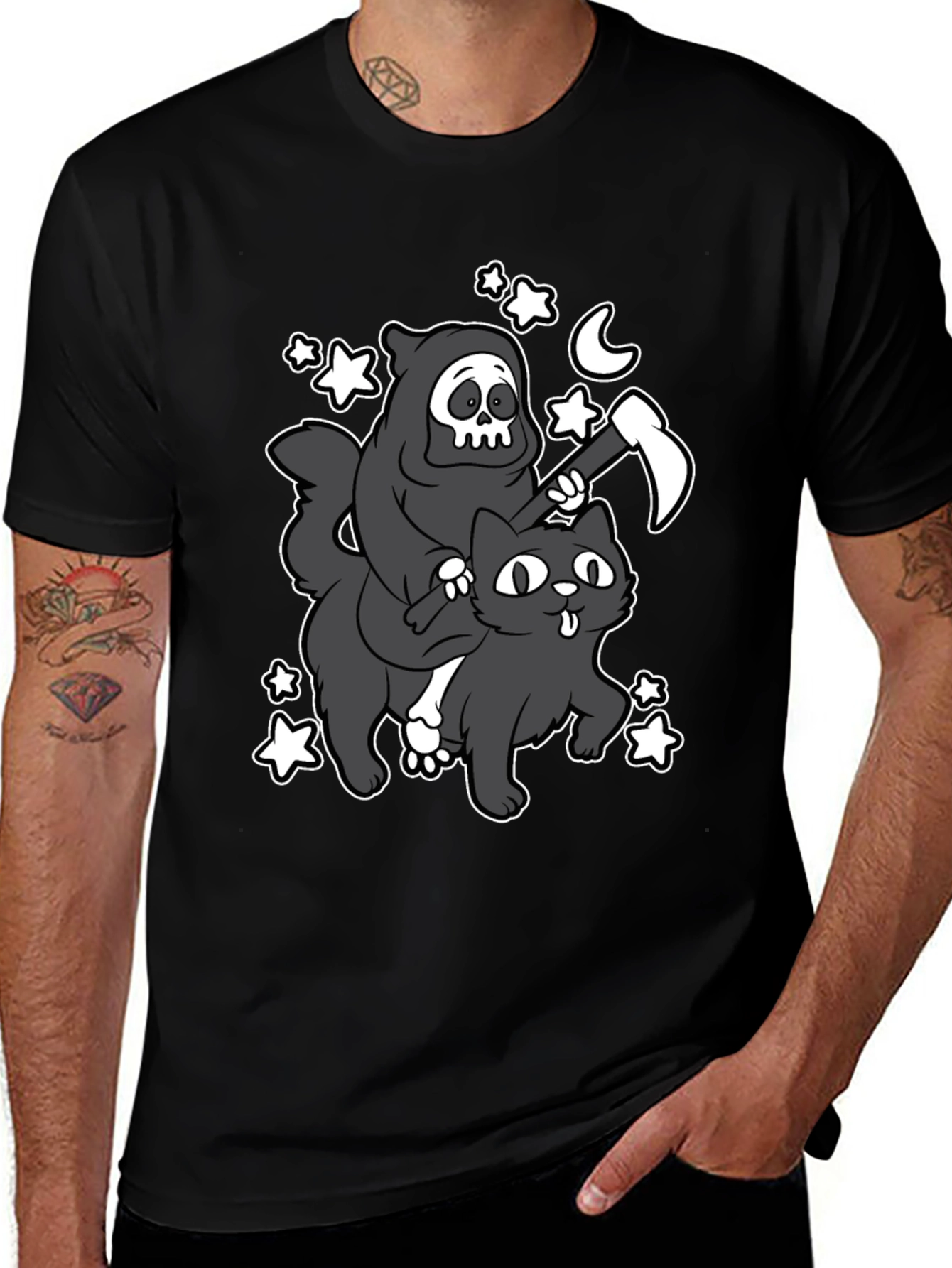 Grim Reaper Cat Ride T-Shirt
