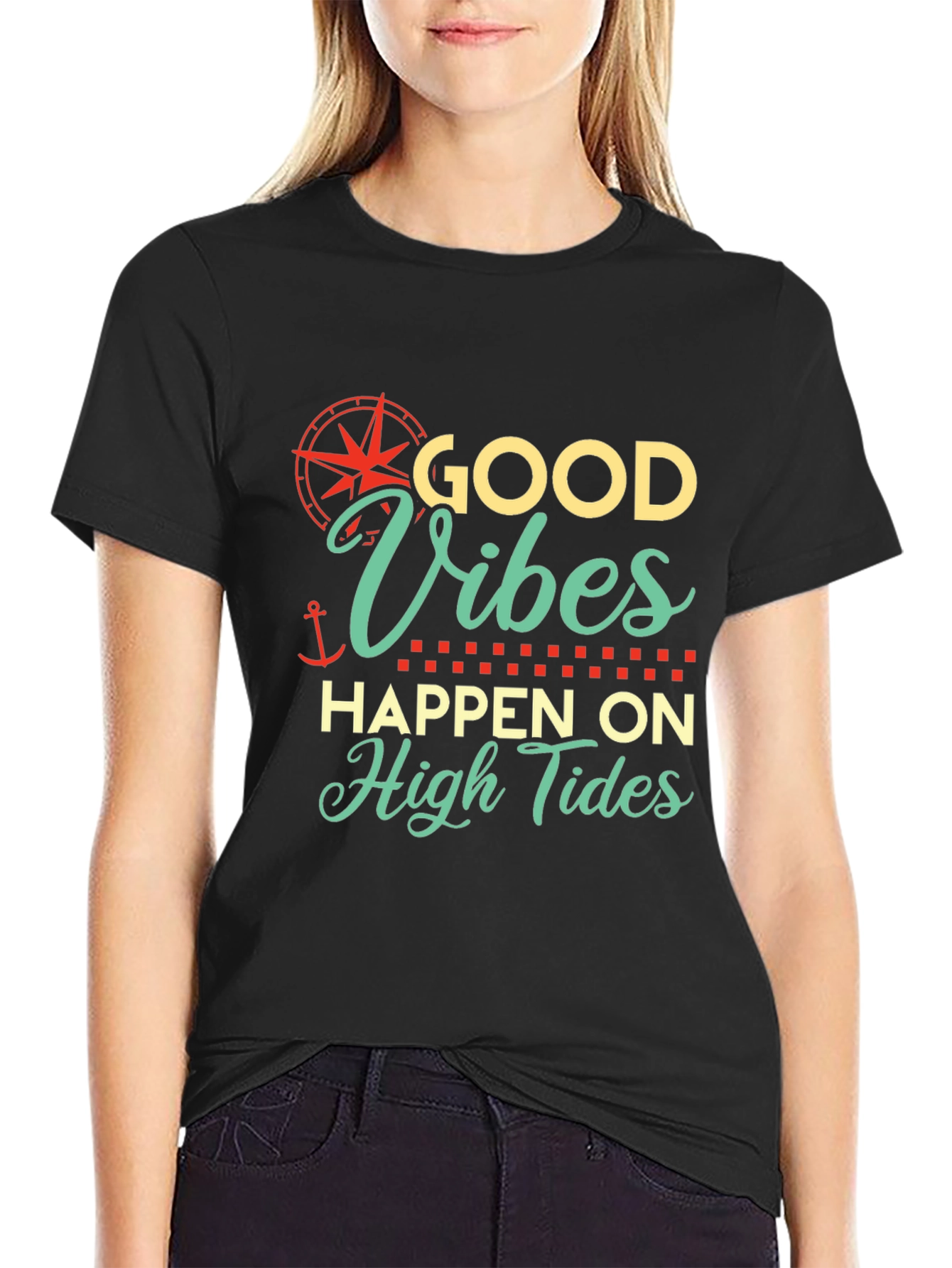 Good Vibes Happen On High Tides Graphic T-Shirt