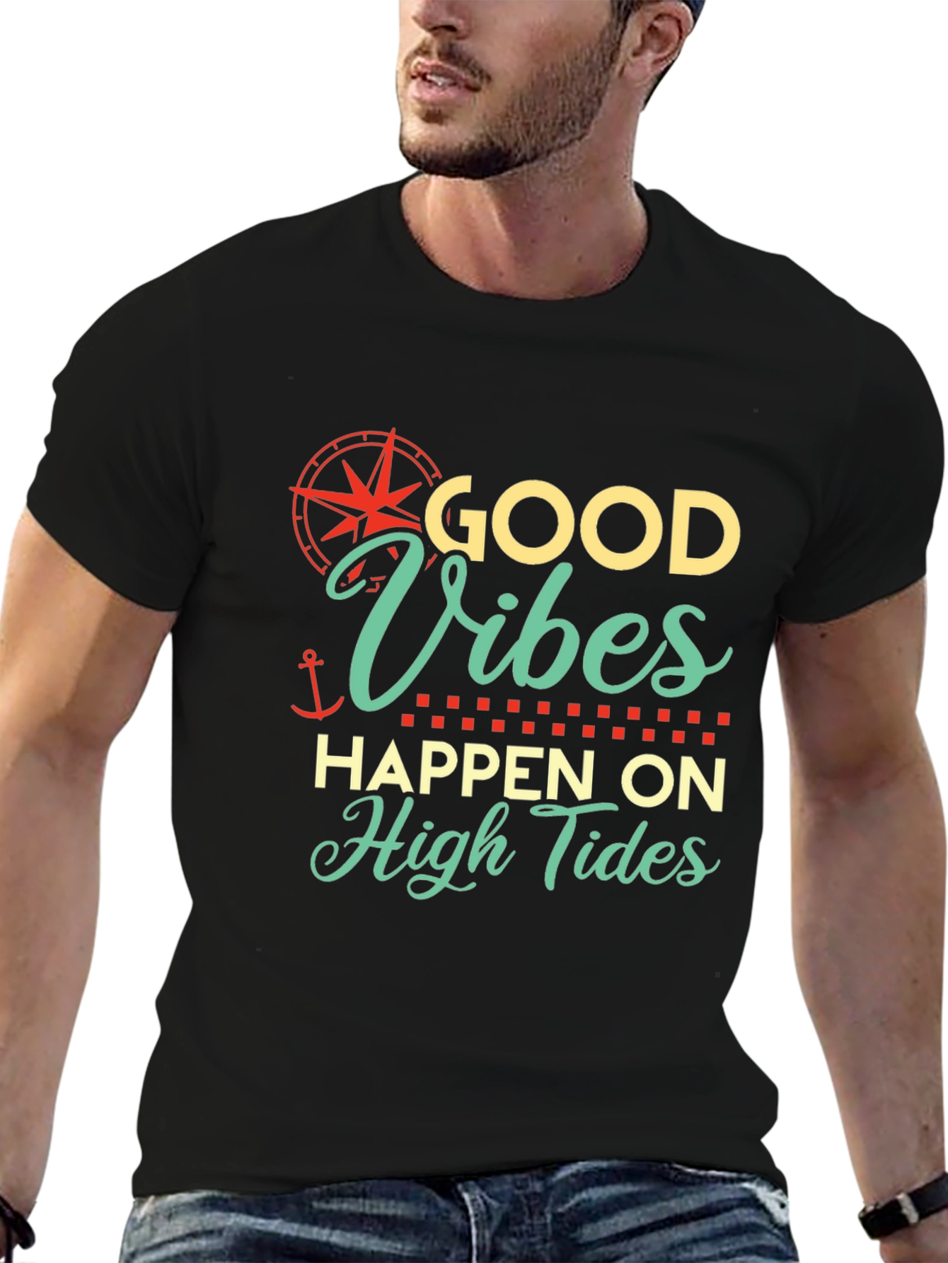 Good Vibes Happen On High Tides Graphic T-Shirt