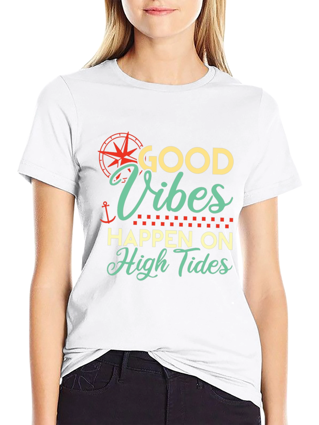 Good Vibes Happen On High Tides Graphic T-Shirt