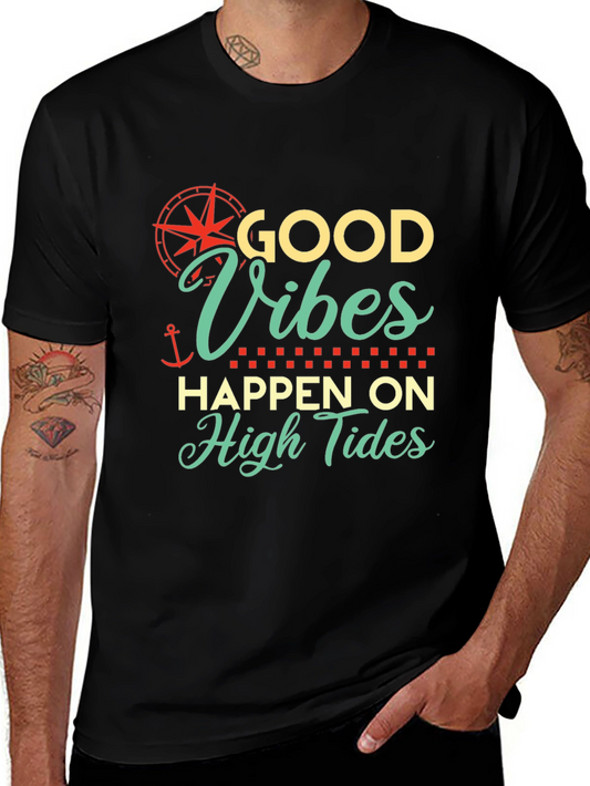 Good Vibes Happen On High Tides Graphic T-Shirt