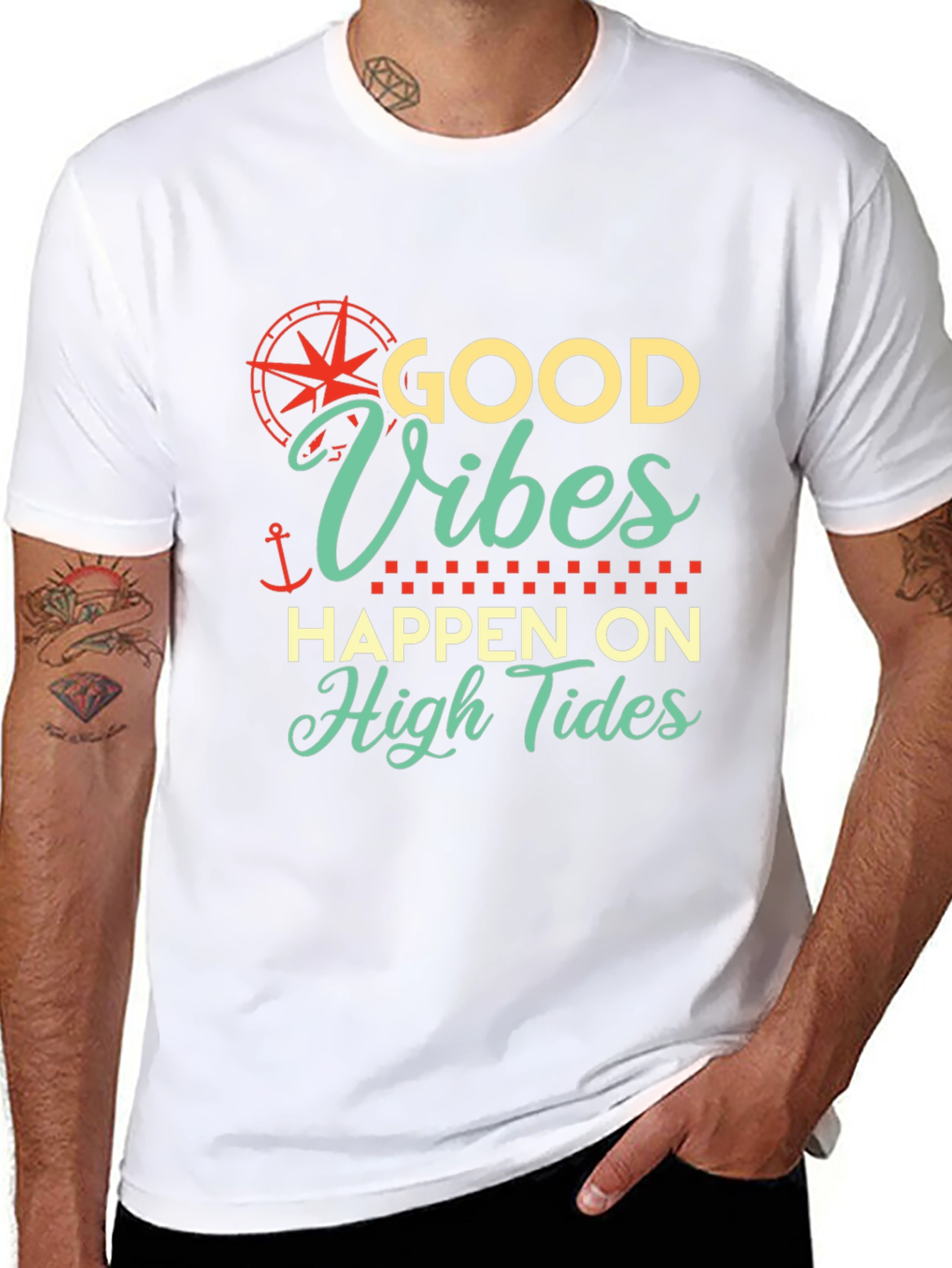 Good Vibes Happen On High Tides Graphic T-Shirt