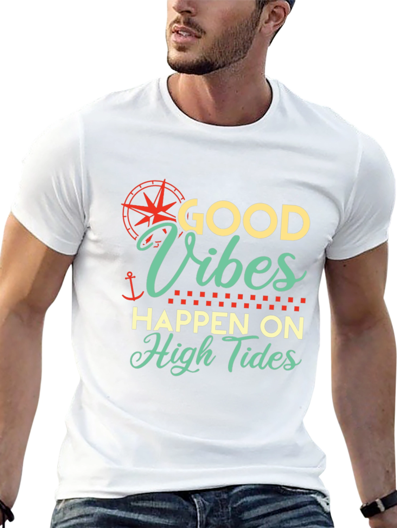 Good Vibes Happen On High Tides Graphic T-Shirt