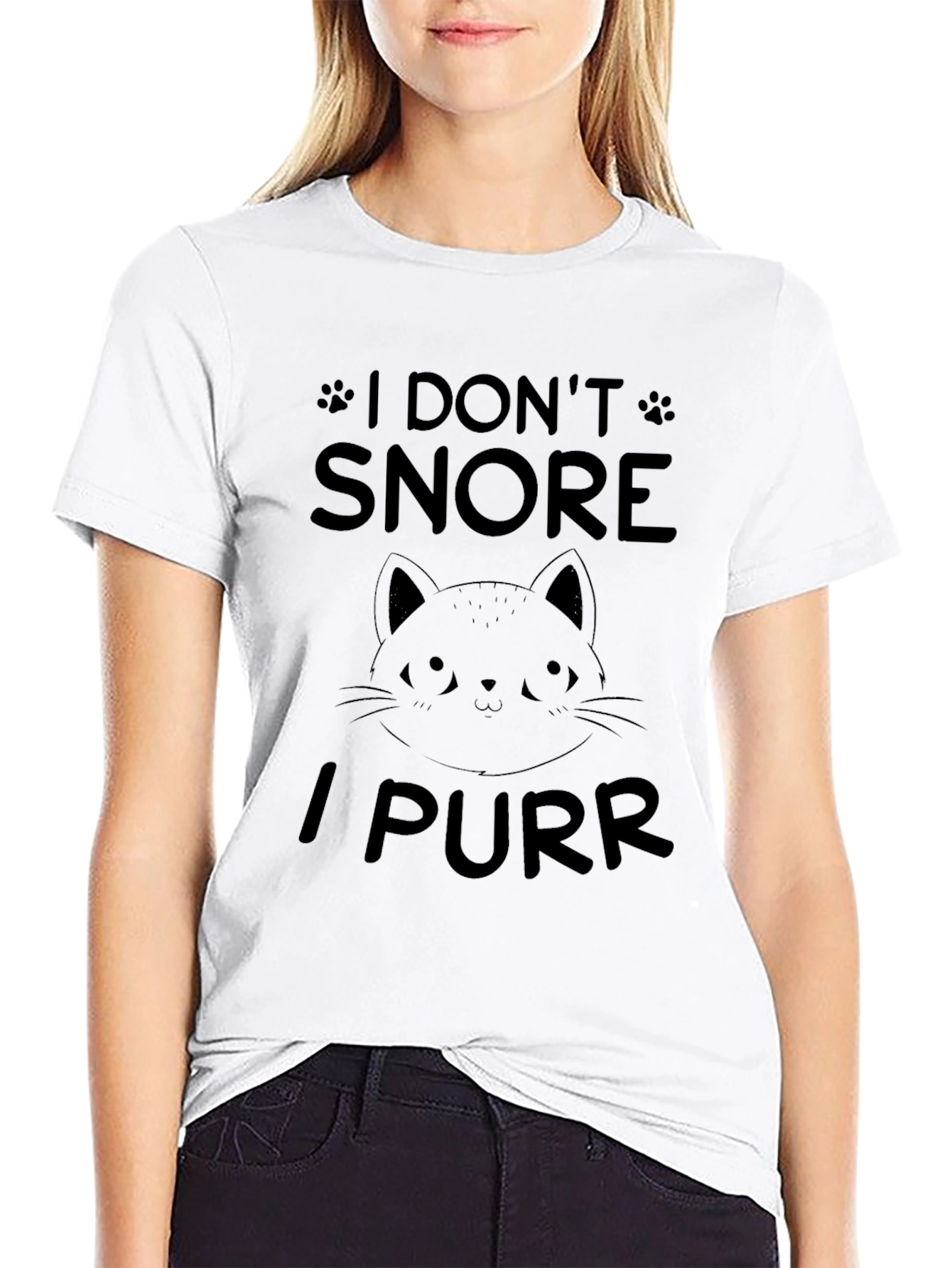 I Dont Snore I Purr Black T-Shirt