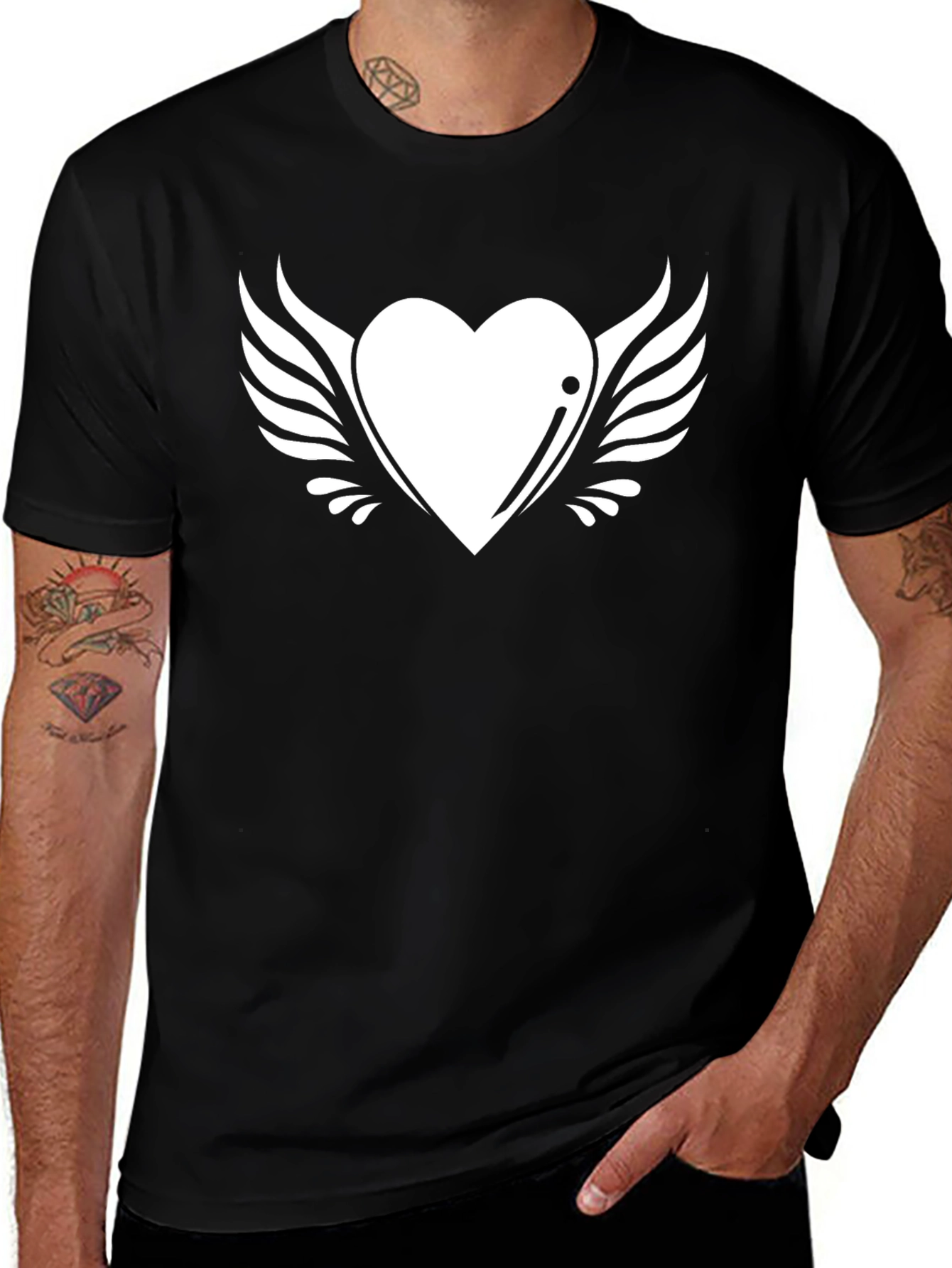 Winged Heart Graphic Tee - Black