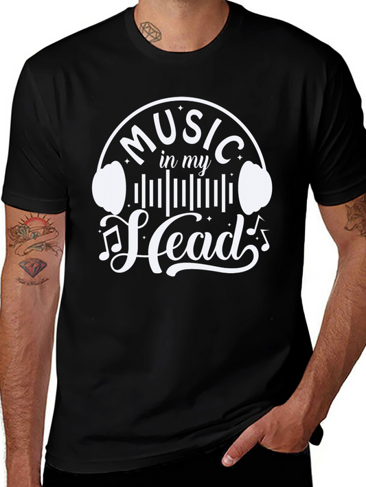 Music In My Head Graphic Tee - Black Cotton T-Shirt