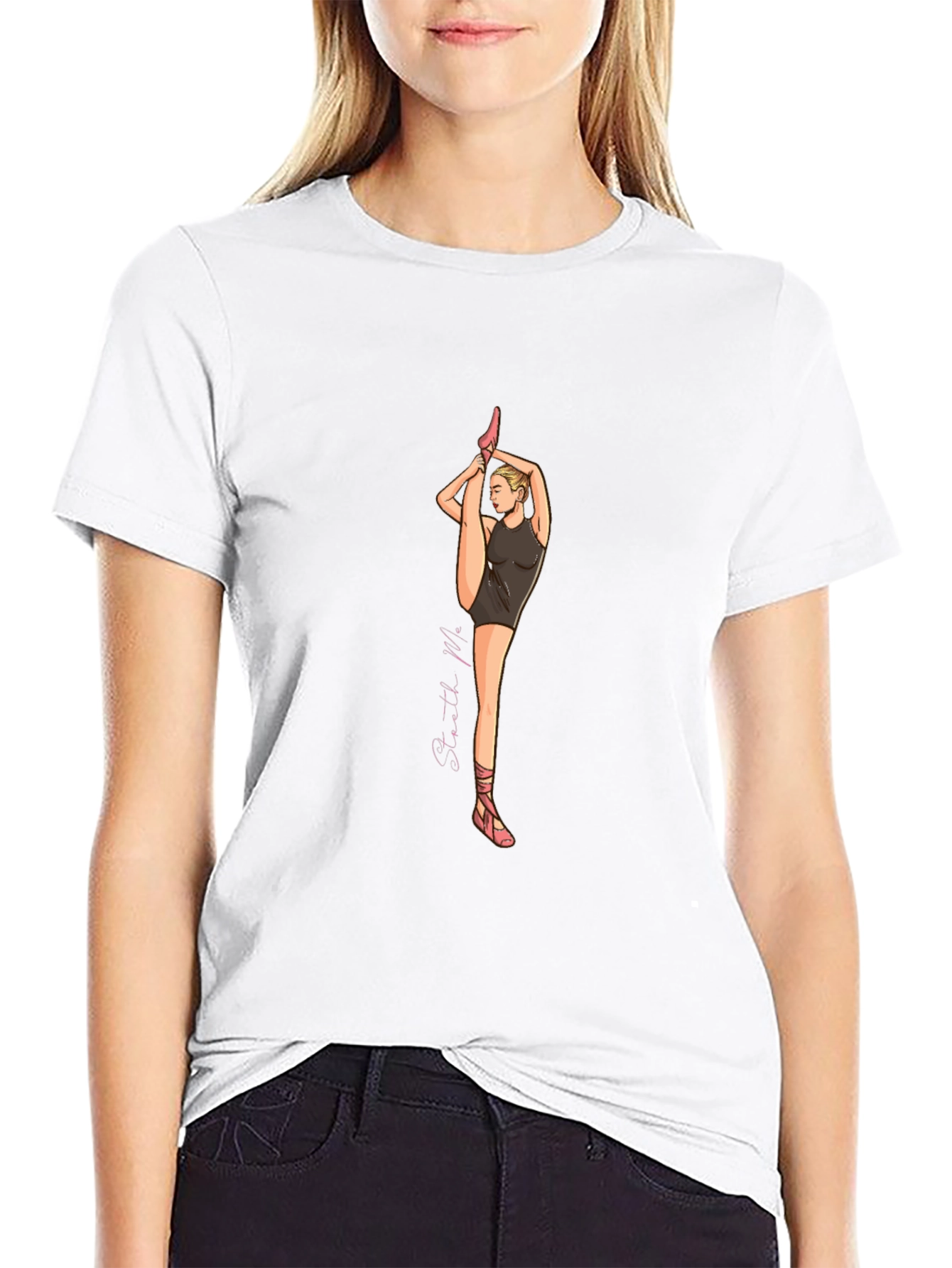 Ballerina Graphic Tee - Black Cotton Blend