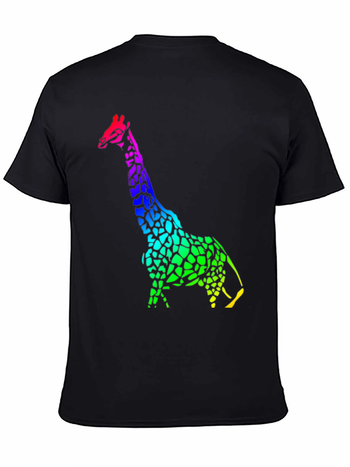 Rainbow Giraffe Black T-Shirt