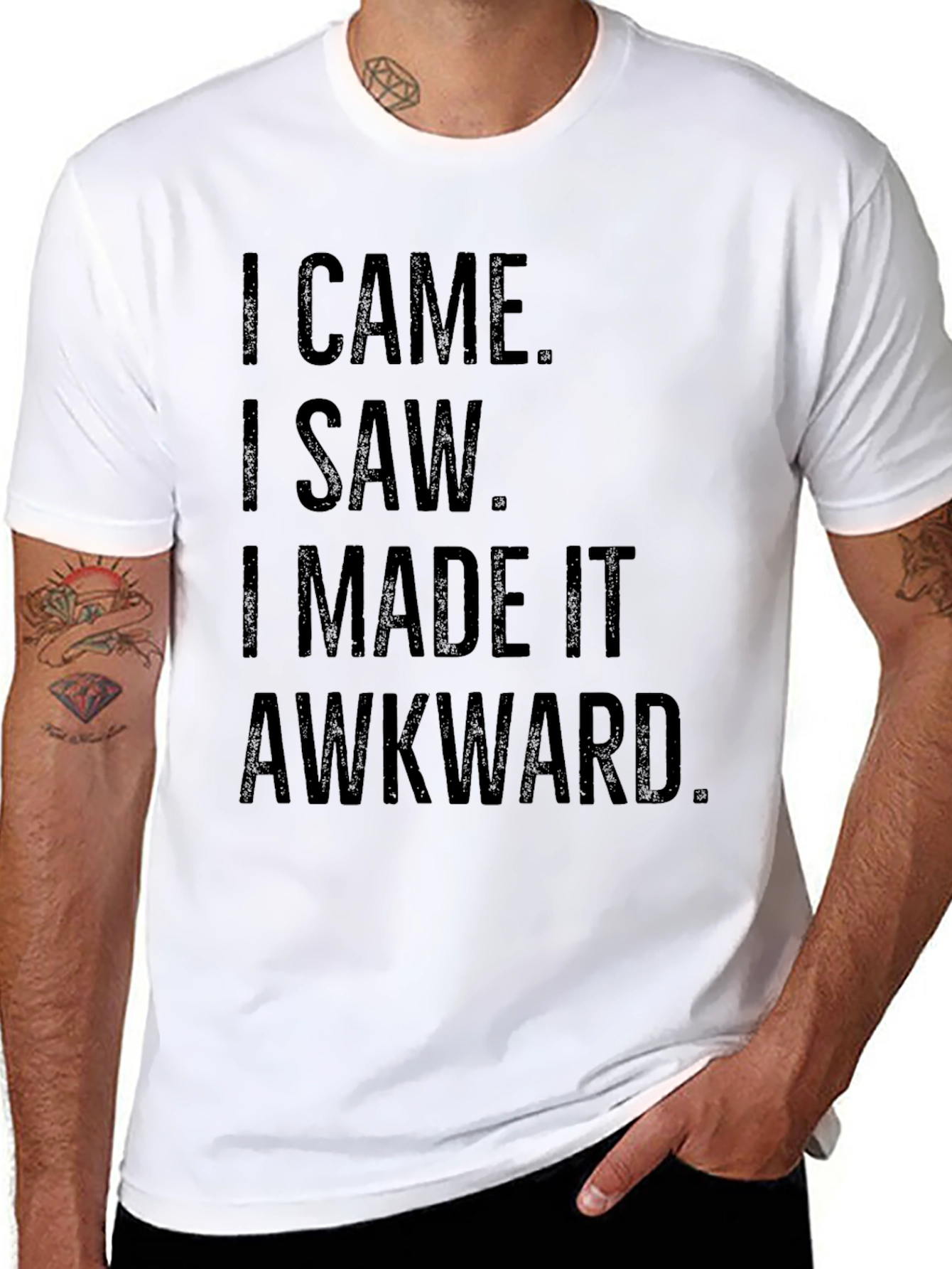 Funny Awkward Statement Black Graphic T-Shirt