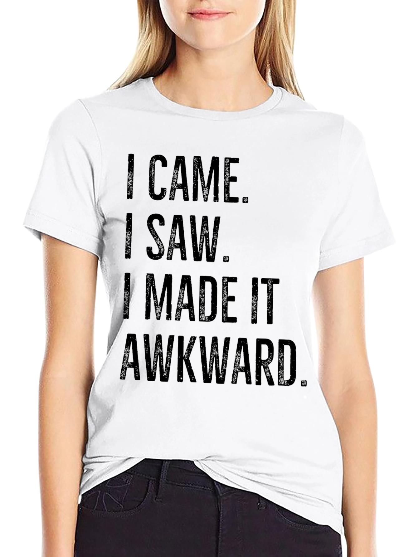 Funny Awkward Statement Black Graphic T-Shirt