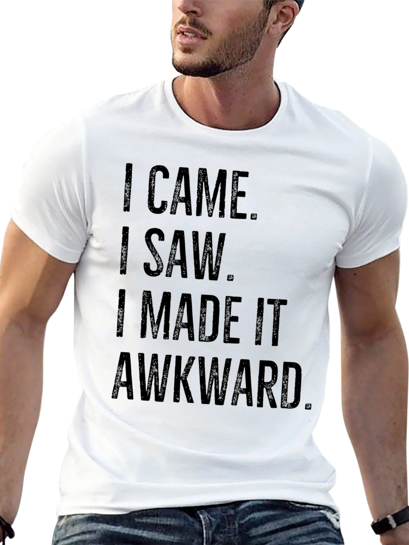 Funny Awkward Statement Black Graphic T-Shirt