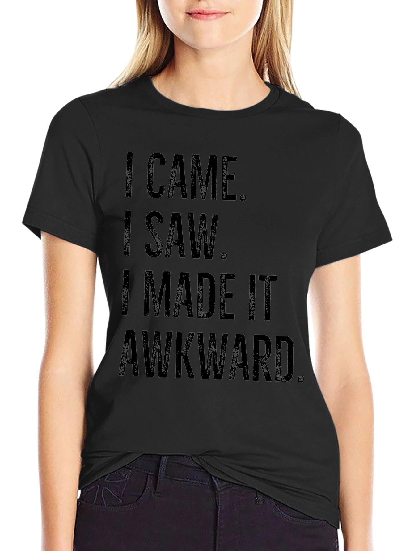 Funny Awkward Statement Black Graphic T-Shirt