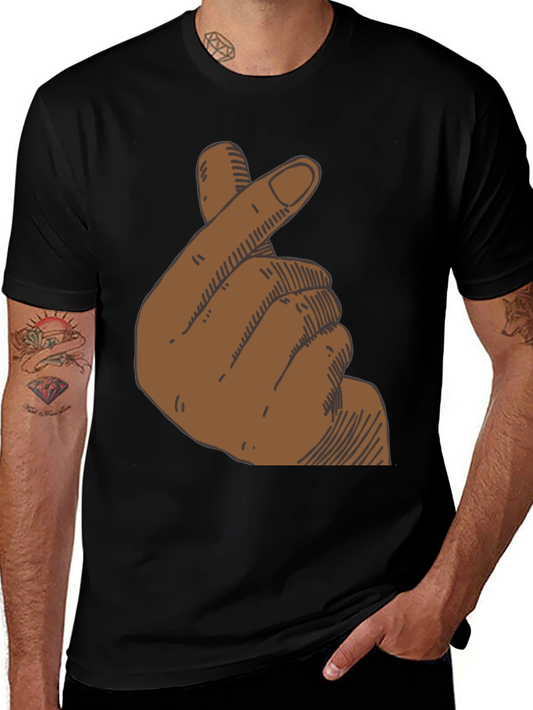 Finger Heart Graphic T-Shirt - Black
