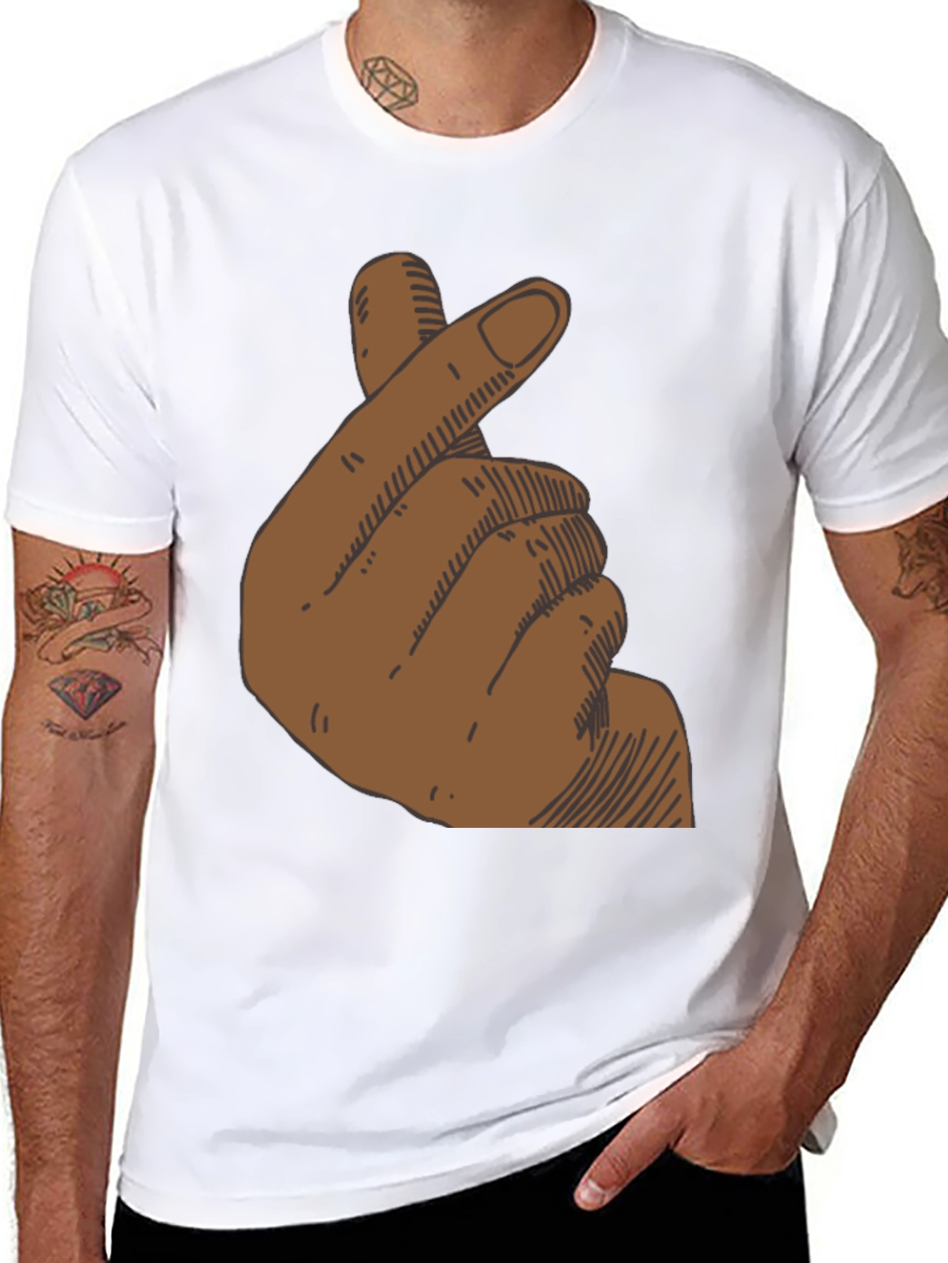 Finger Heart Graphic T-Shirt - Black