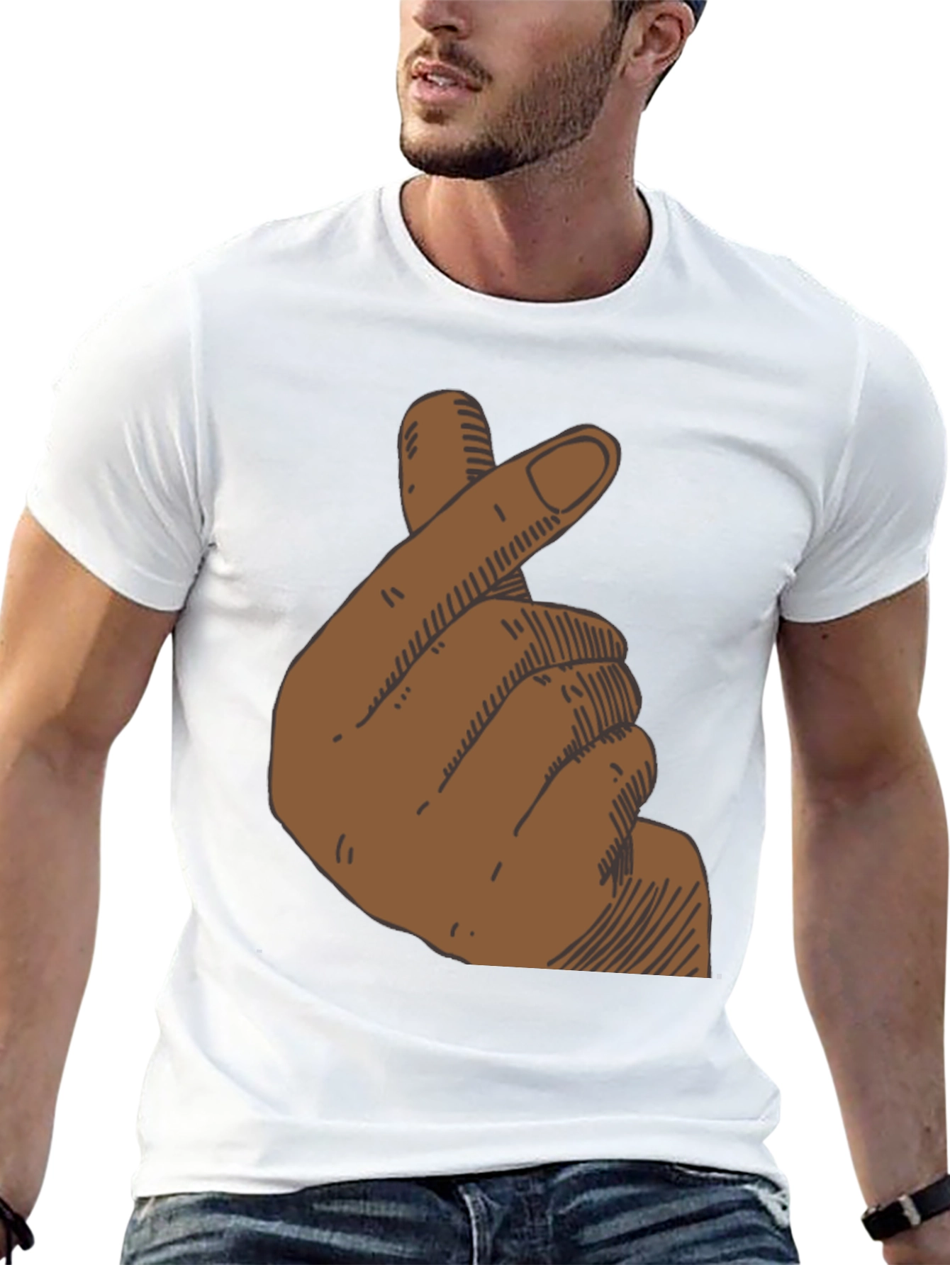 Finger Heart Graphic T-Shirt - Black