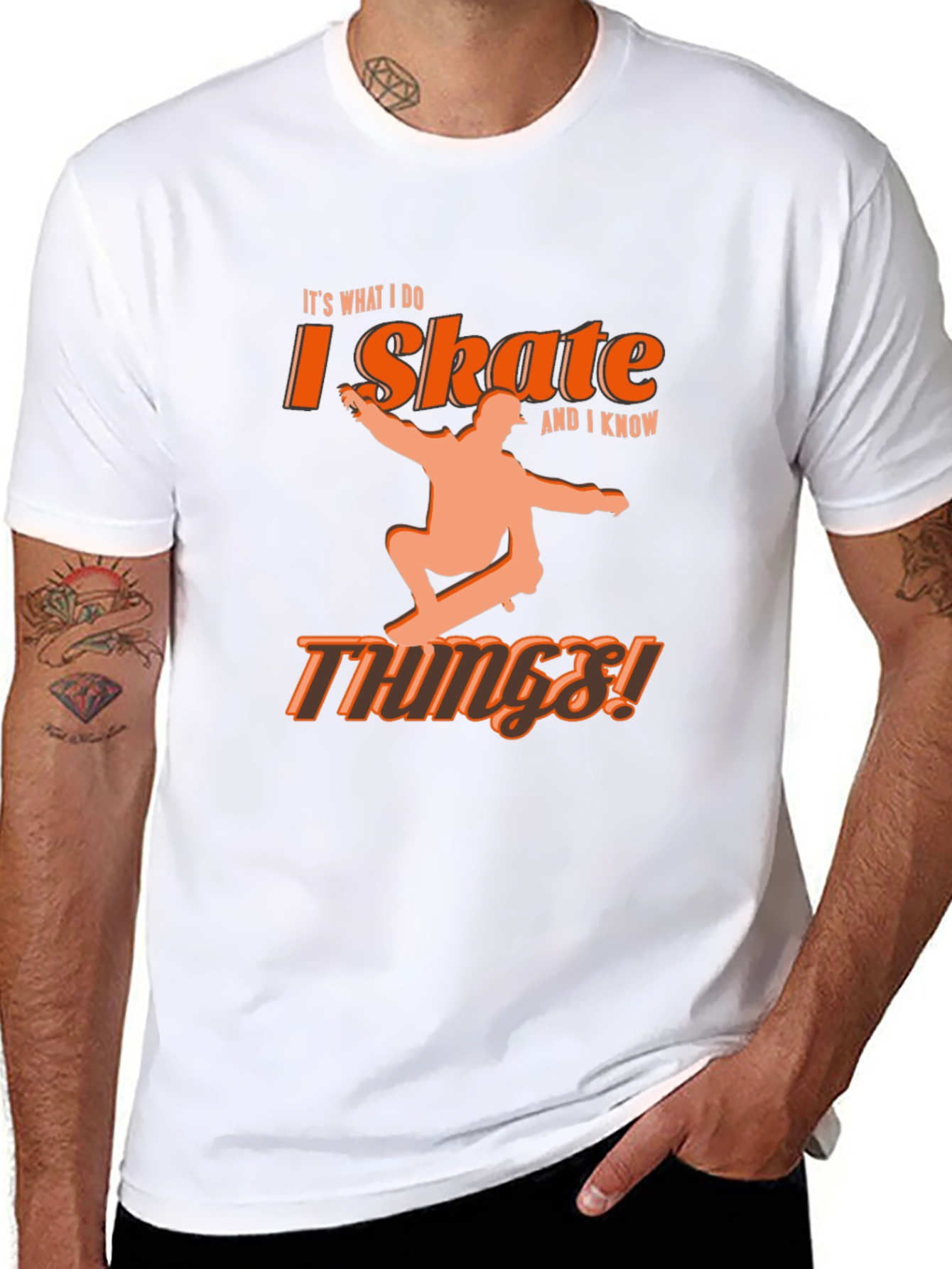 I Skate and I Know Things! Black Graphic Tee