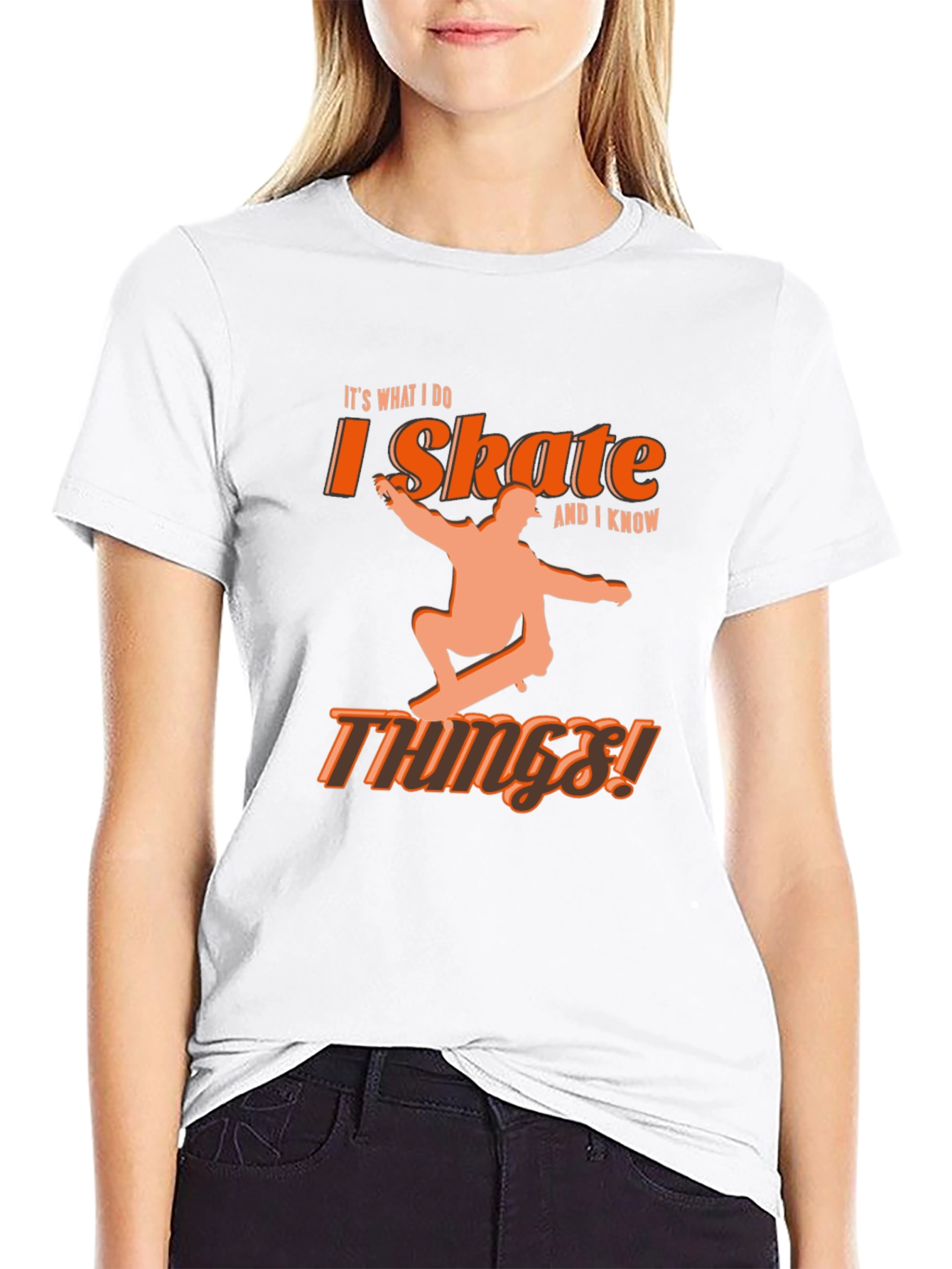 I Skate and I Know Things! Black Graphic Tee