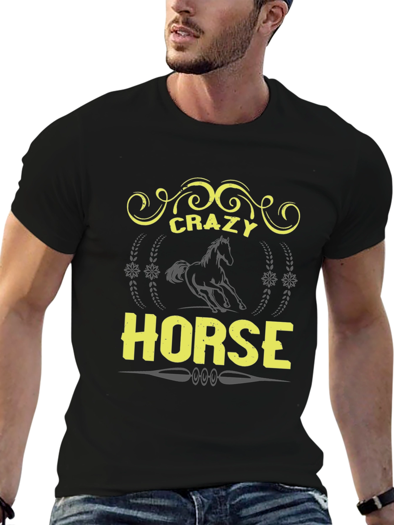 Crazy Horse Graphic Tee - Black Unisex T-Shirt