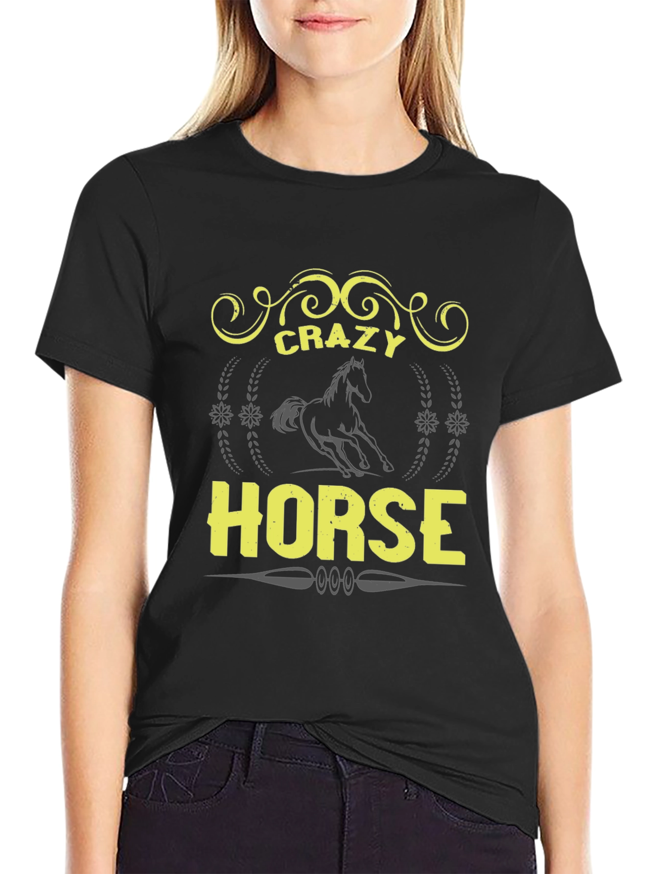 Crazy Horse Graphic Tee - Black Unisex T-Shirt