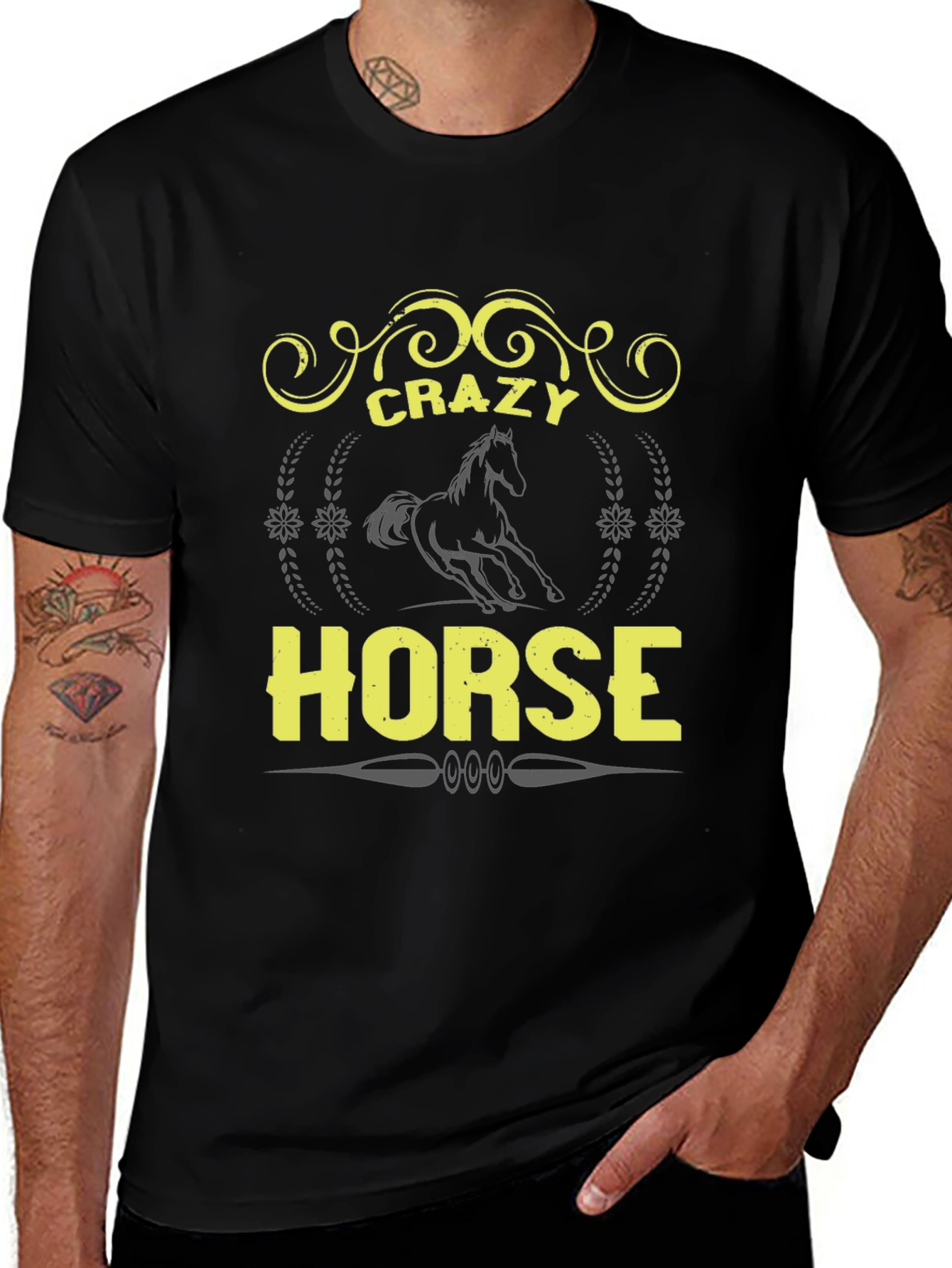 Crazy Horse Graphic Tee - Black Unisex T-Shirt