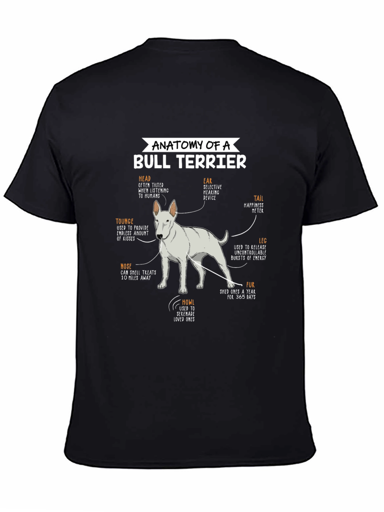 Anatomy of a Bull Terrier Black T-Shirt