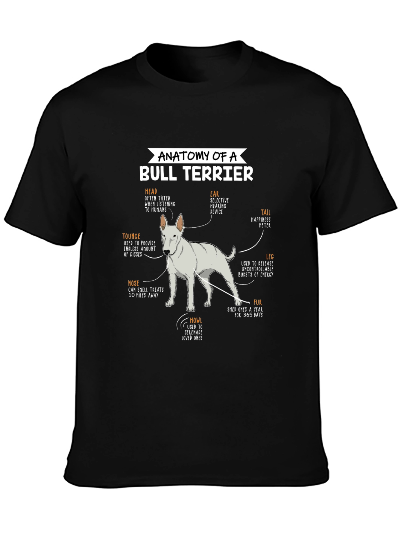Anatomy of a Bull Terrier Black T-Shirt