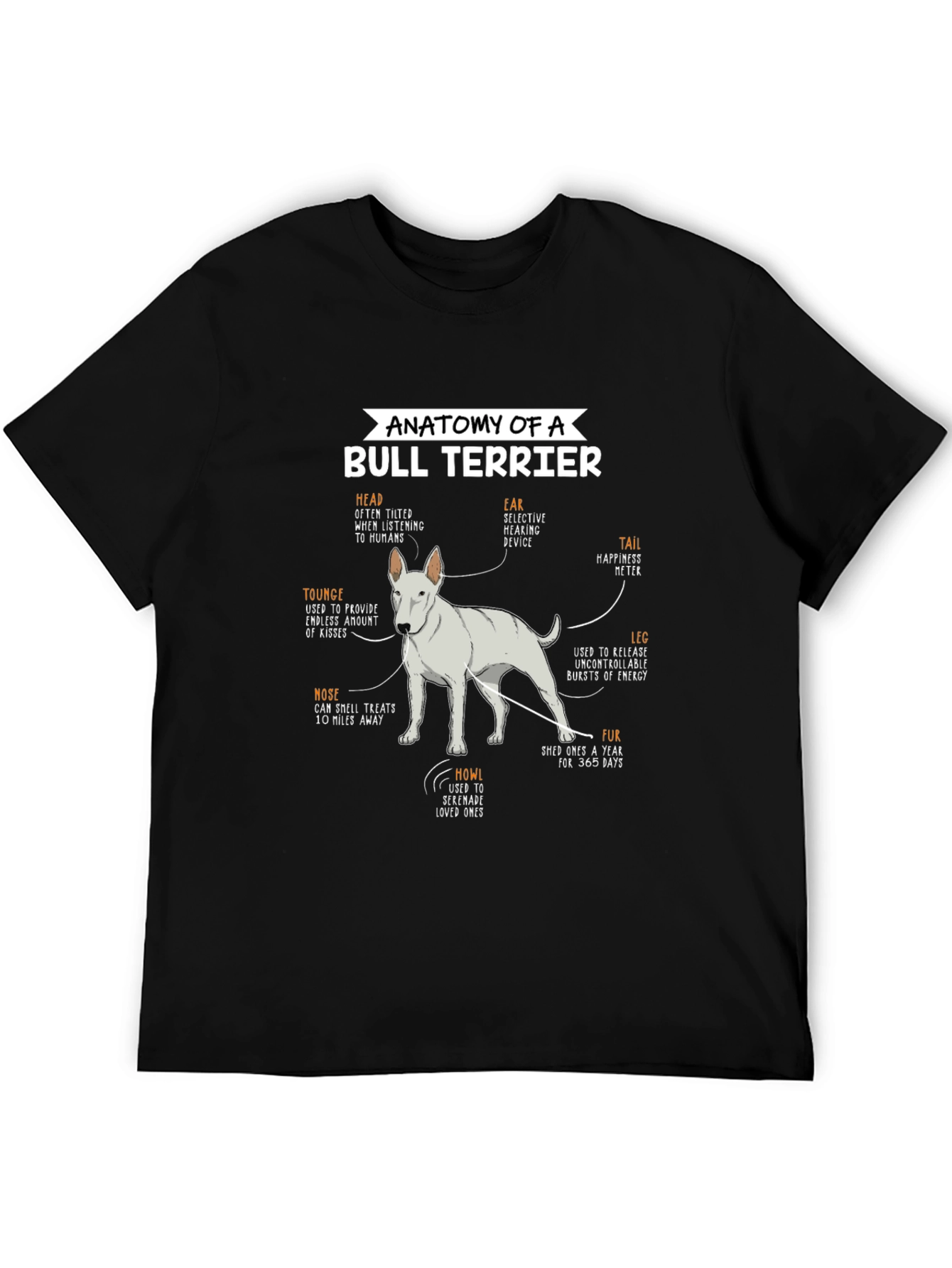Anatomy of a Bull Terrier Black T-Shirt